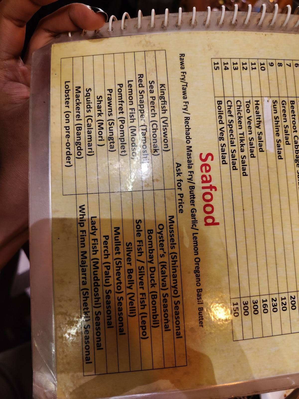 Siolim Deck Family Restaurant & Bar menu