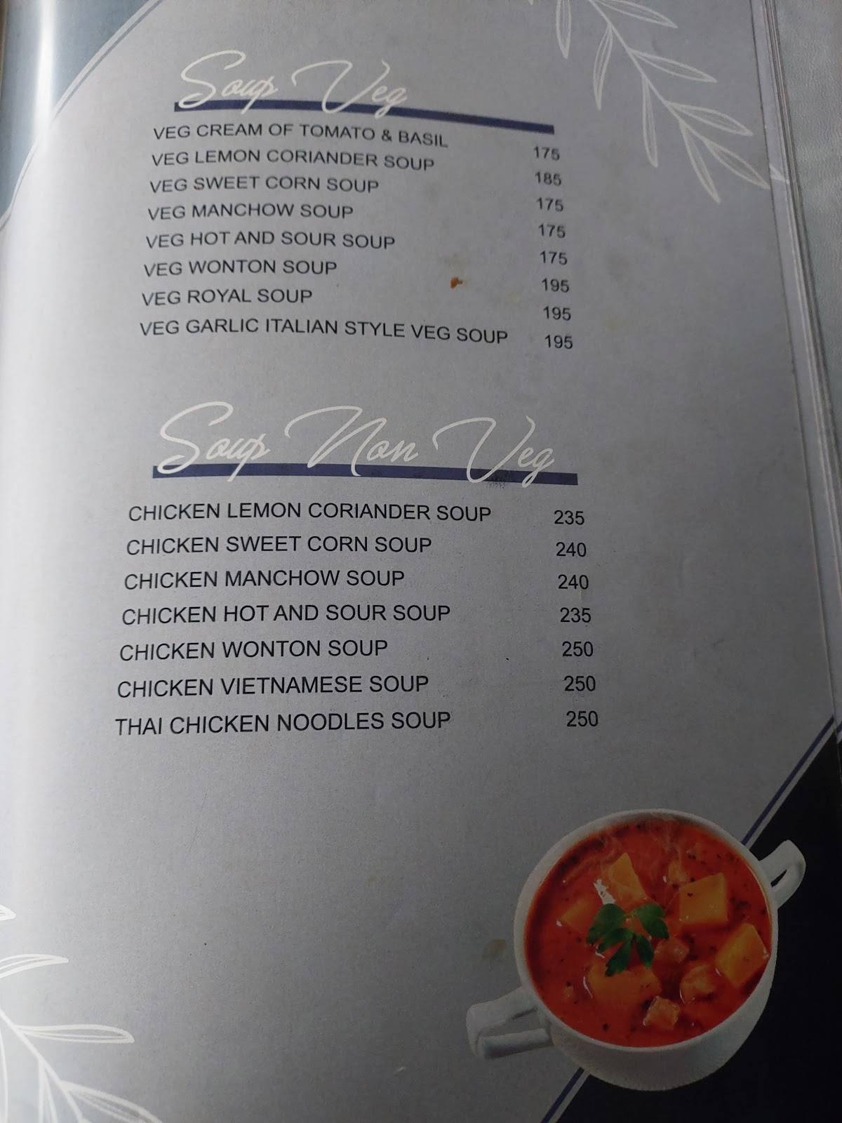 Sky lounge menu