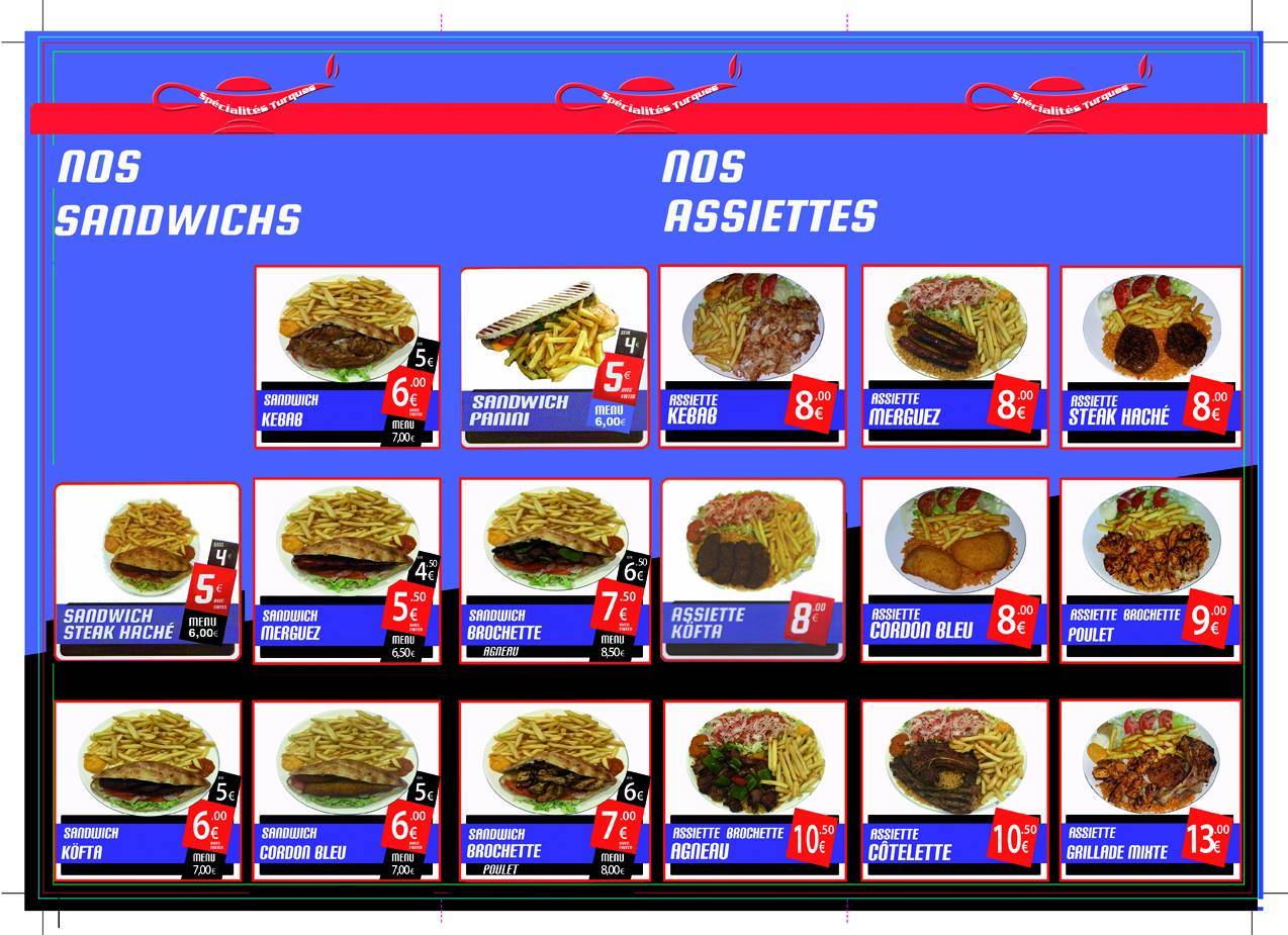 Menu de Restaurant Snack Kebab Grill Ali Kemal Halal