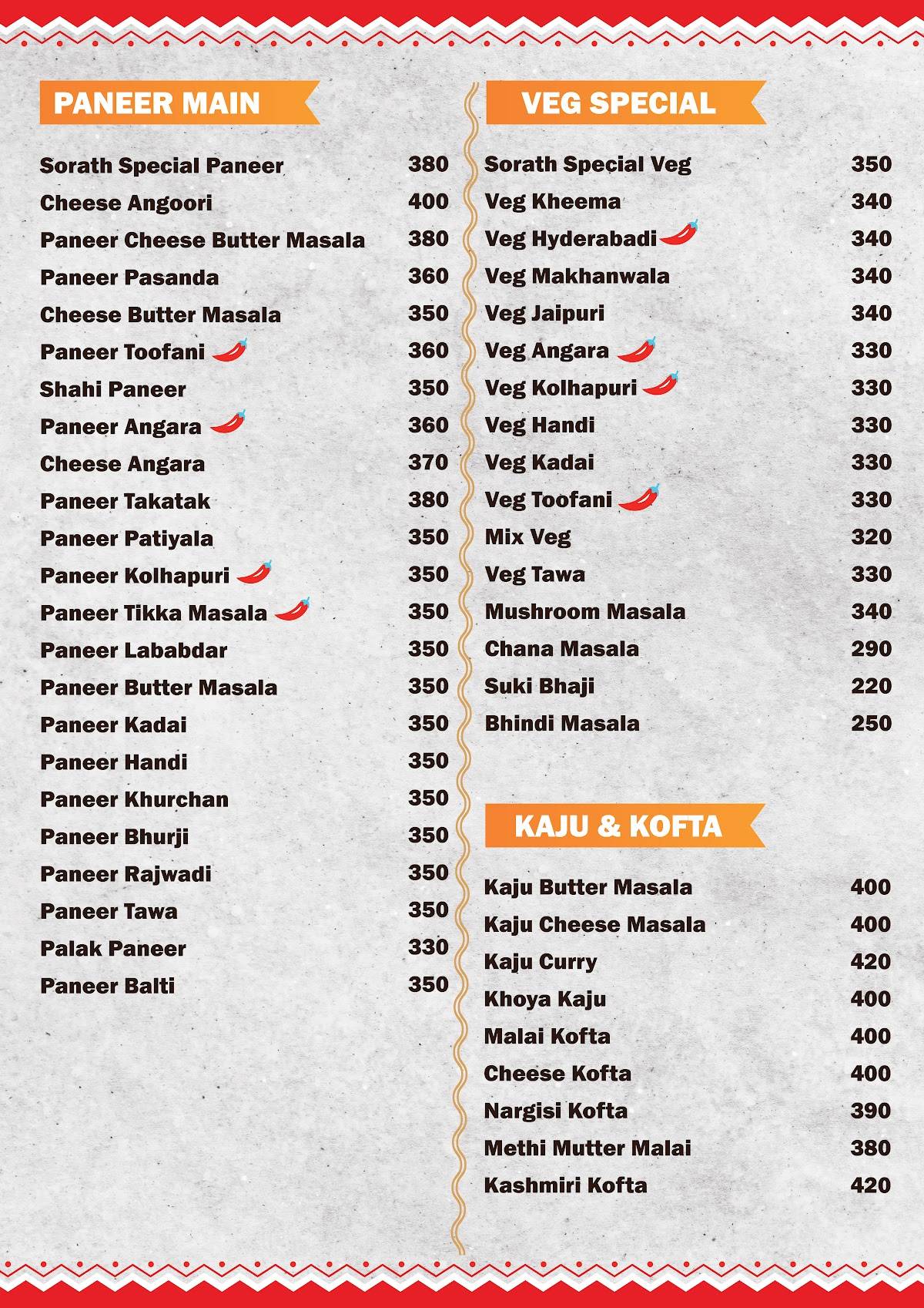 Sorath Restaurant (સોરઠ કાઠિયાવાડી ઝાયકો) menu