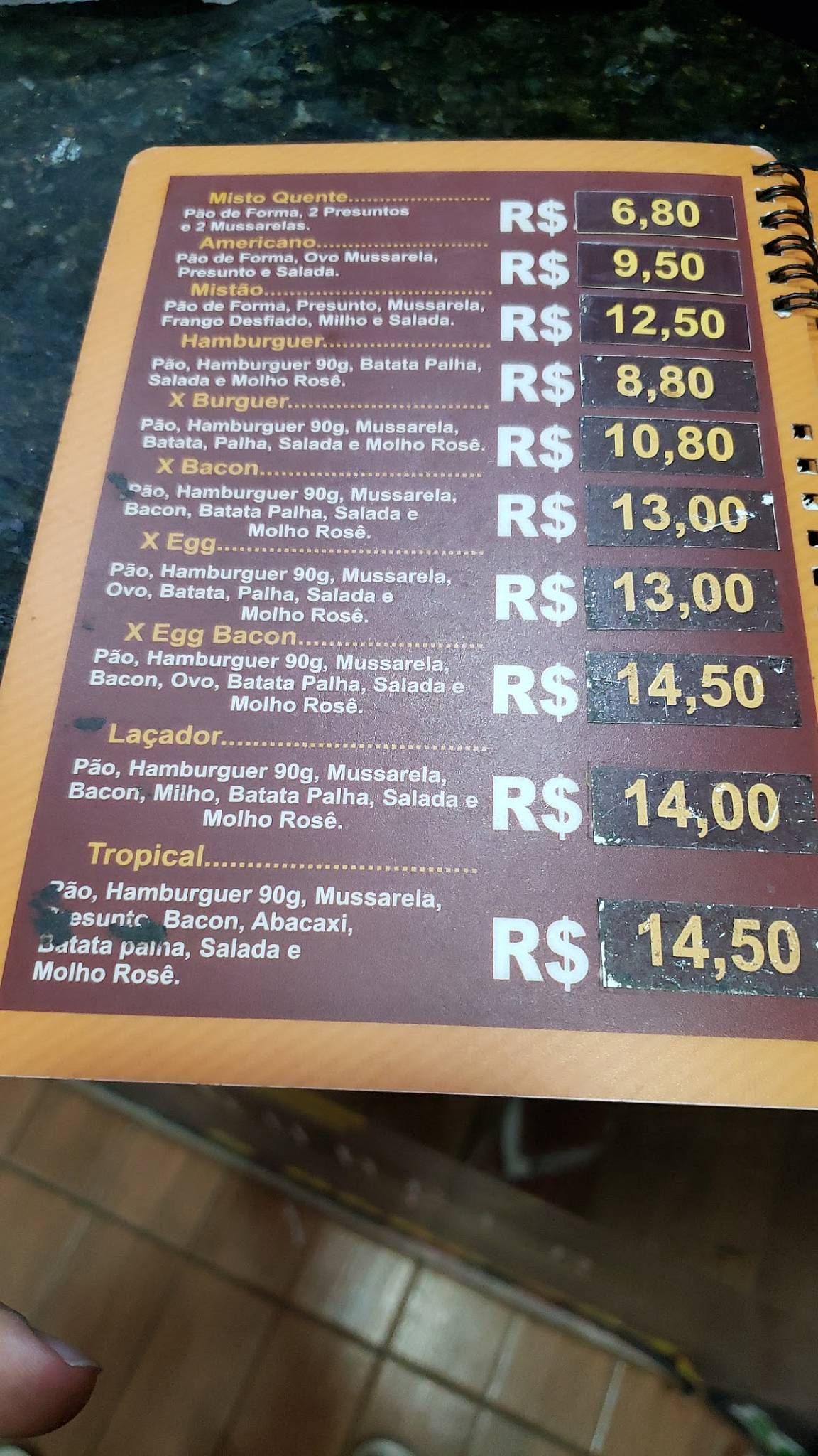 Speed Burger cardápio