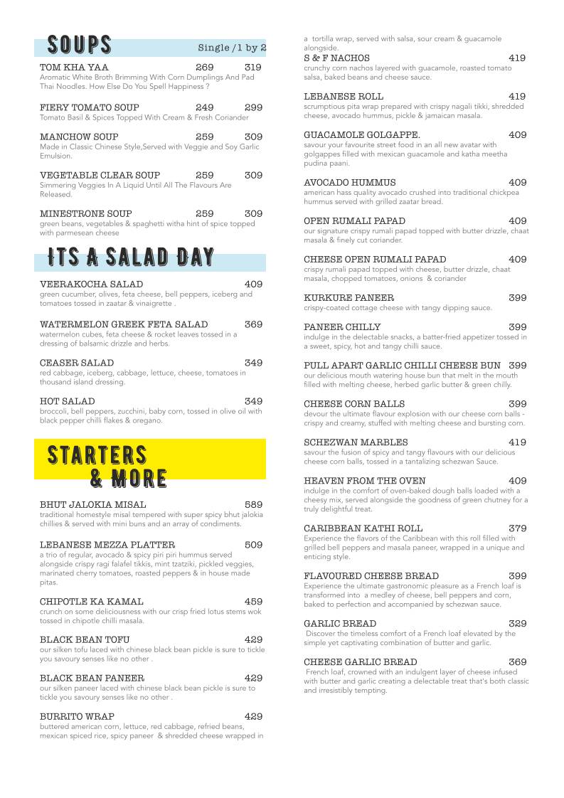 Spices and Flavours menu