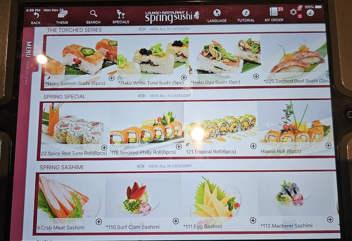 Menu de Spring Sushi Toronto (4th Floor)