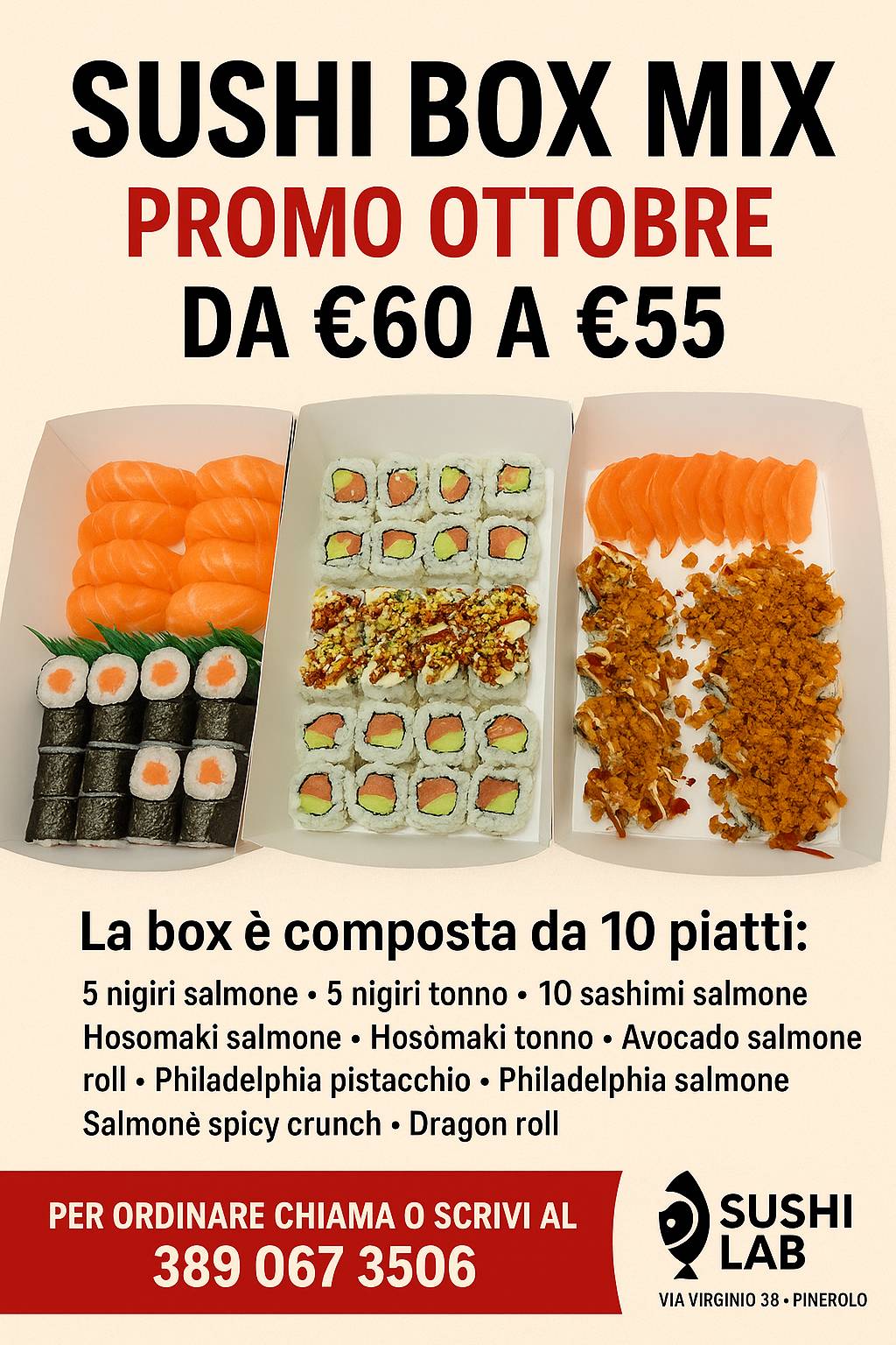 Menu di Sushi Lab Takeaway asporto e consegna a domicilio menù fisso all'interno 