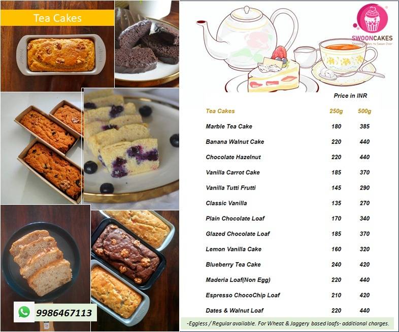 Swoon Cakes menu