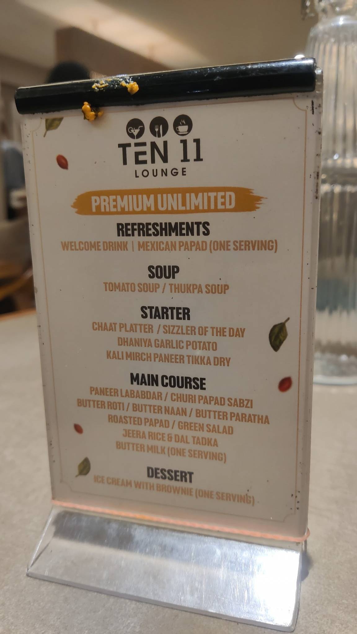 TEN 11 Lounge menu