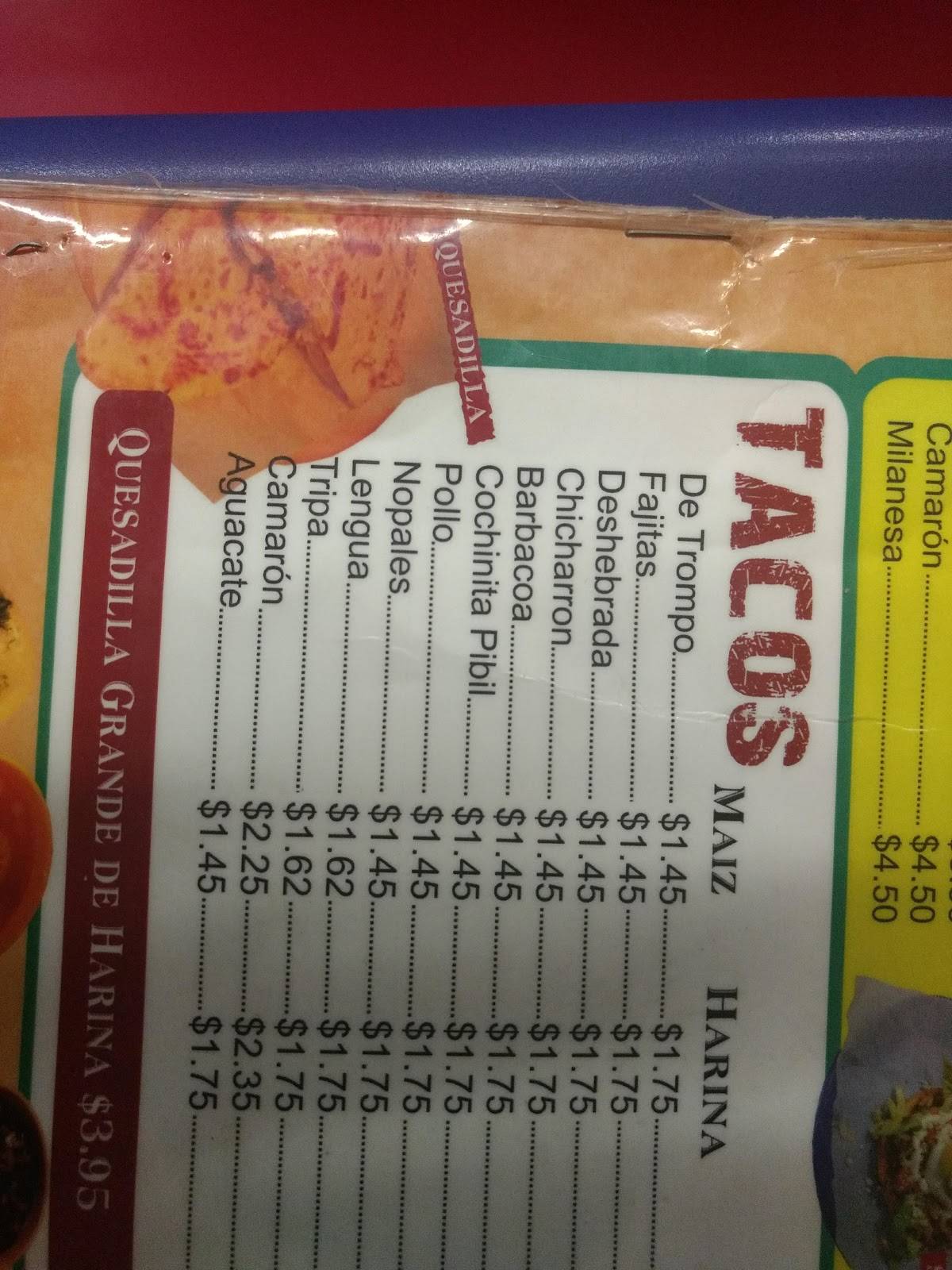 Menu at Tacos La Bala restaurant, Houston, Beechnut St 120
