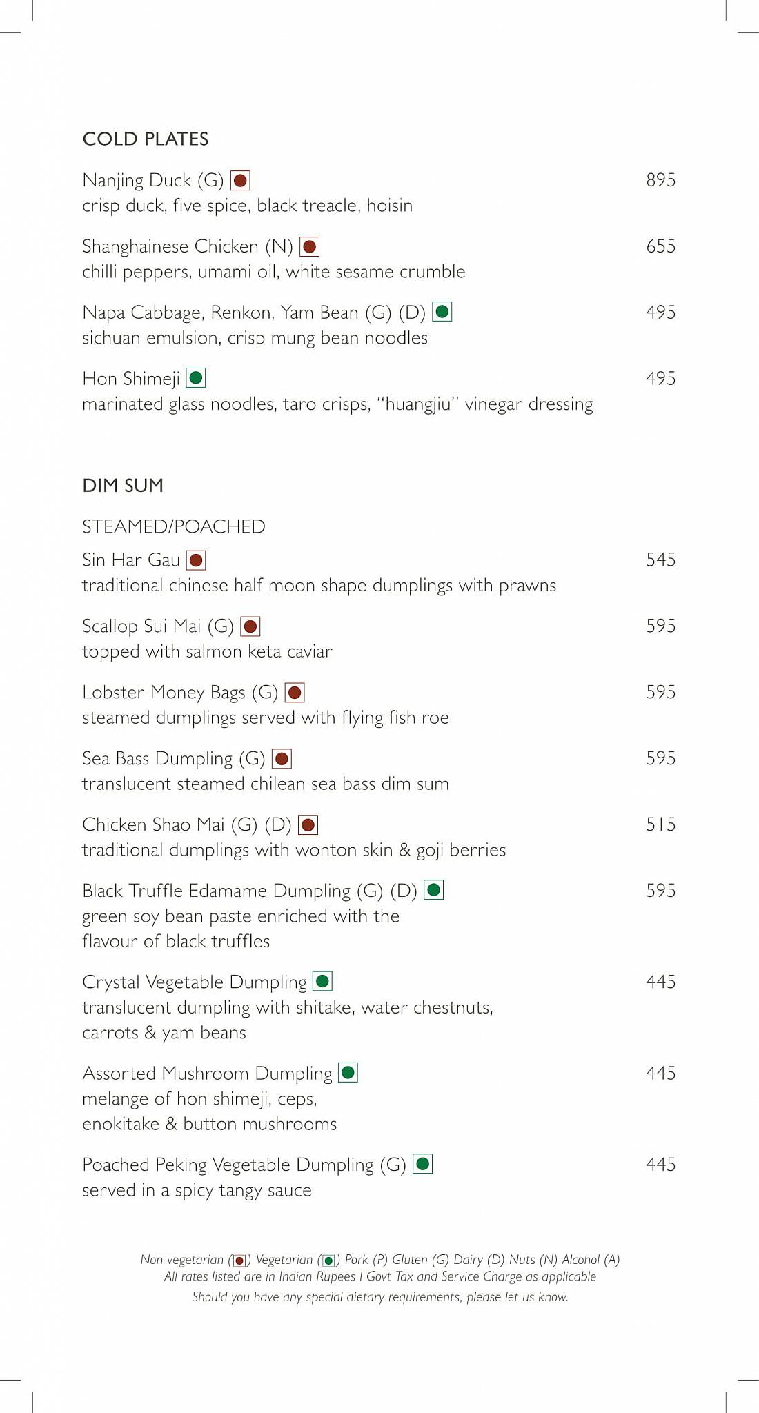 Tao of Peng menu