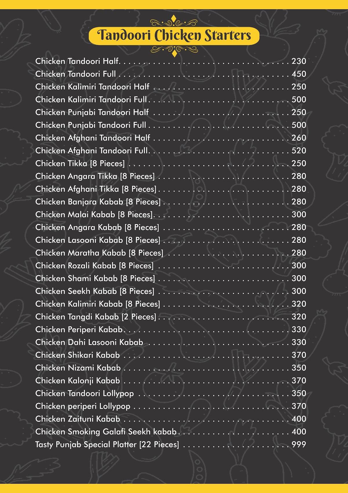 Tasty Punjab menu