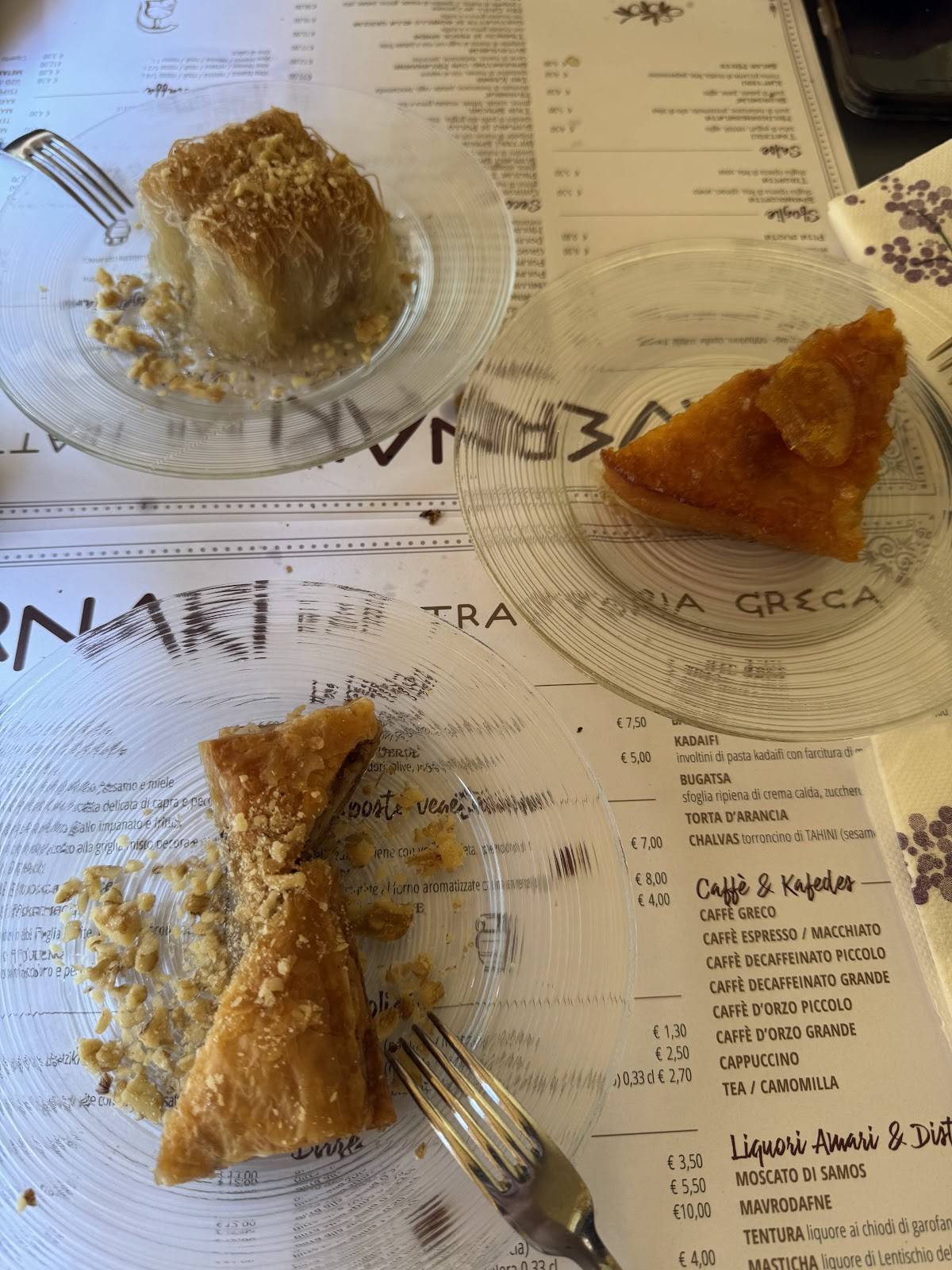 Menu di Tavernaki Bologna 