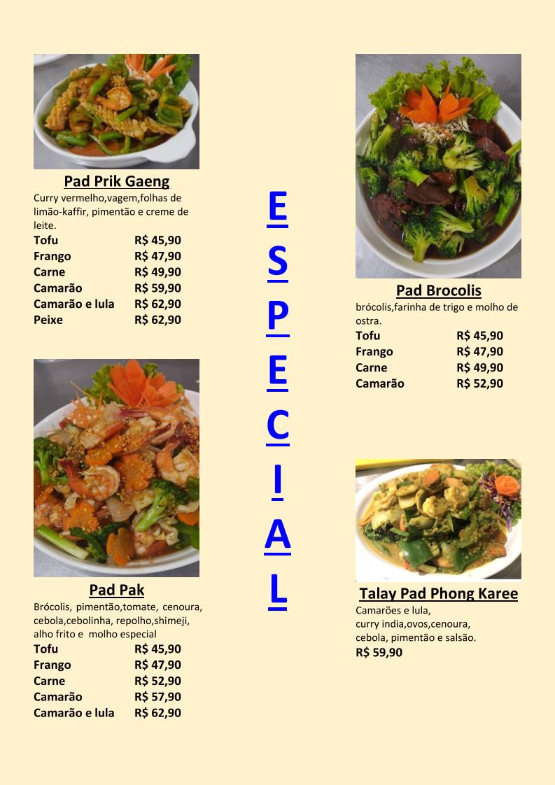 Thaifood Saúde cardápio