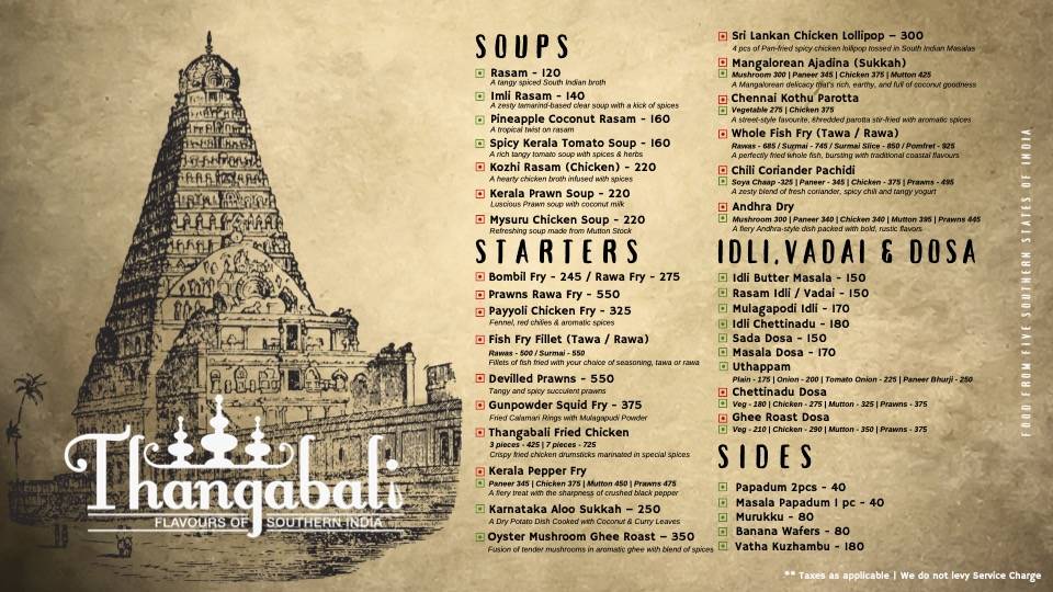 Thangabali - Mahim menu