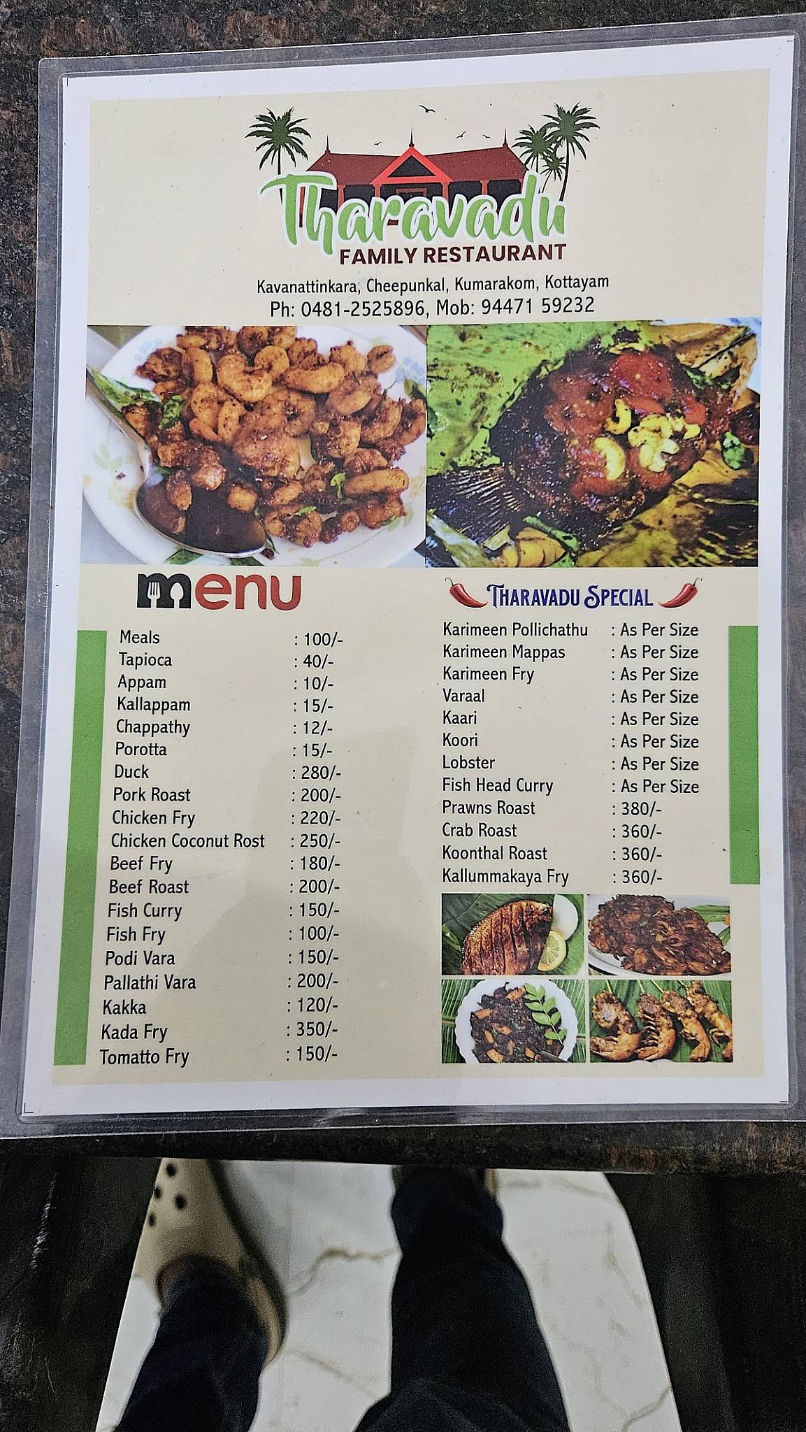 Tharavadu Family Restaurant menu