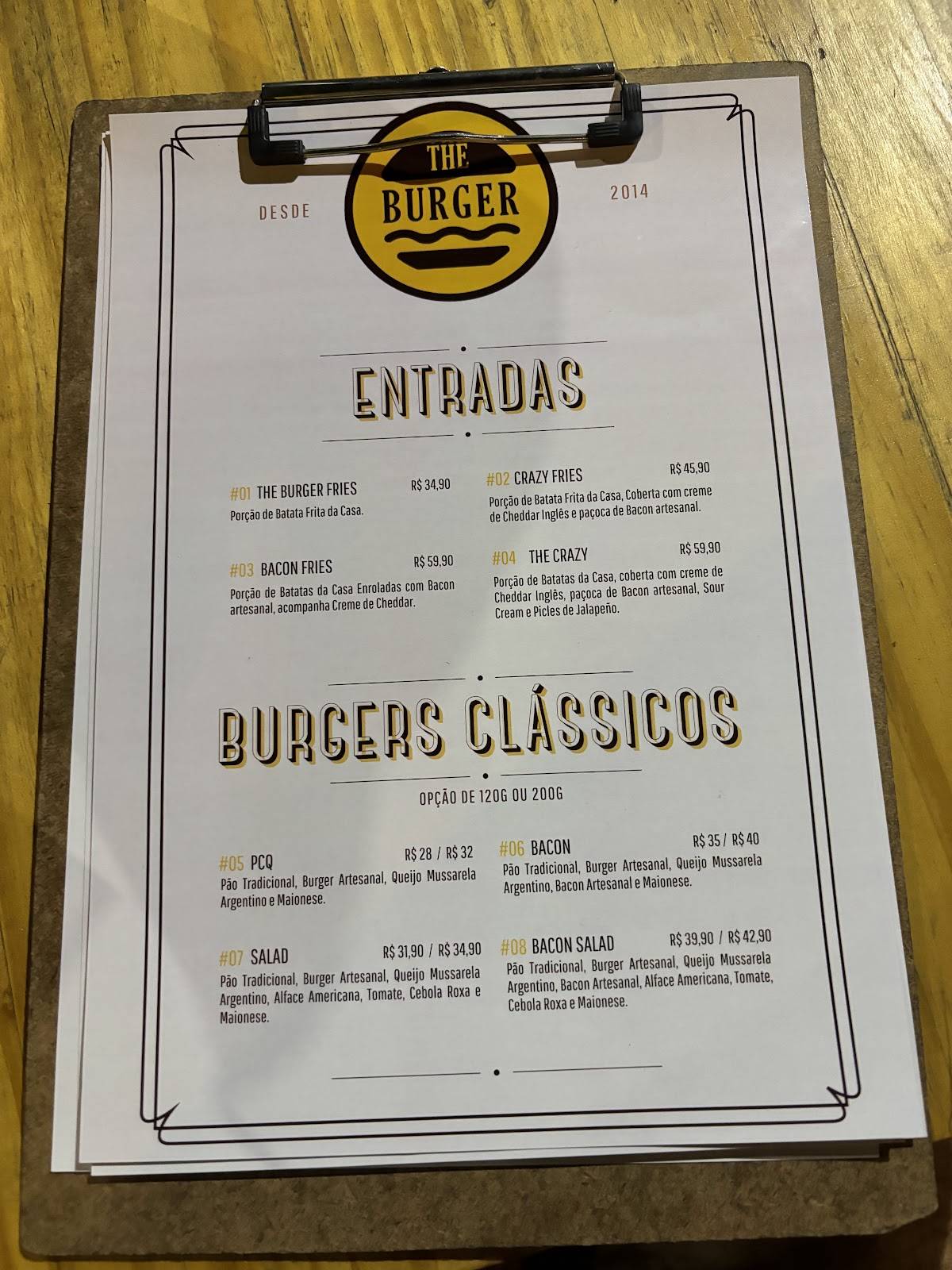 The Burger cardápio