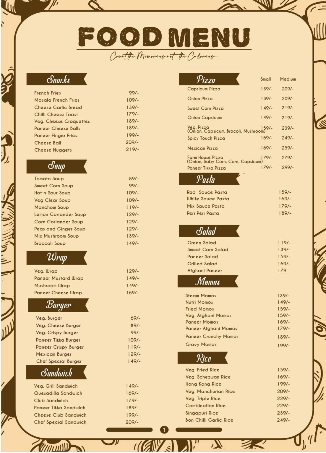 The Jungle Feast Cafe menu
