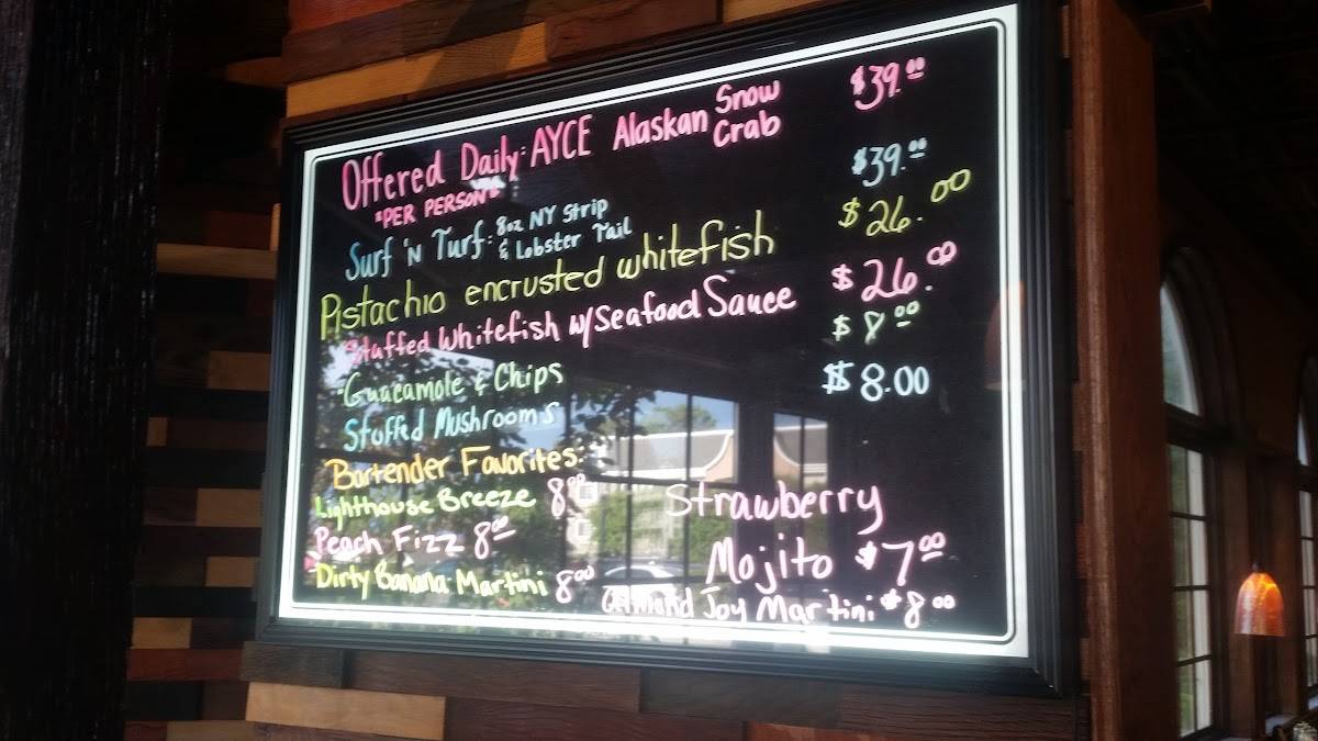 Menu at The Lighthouse Restaurant, Mackinaw City