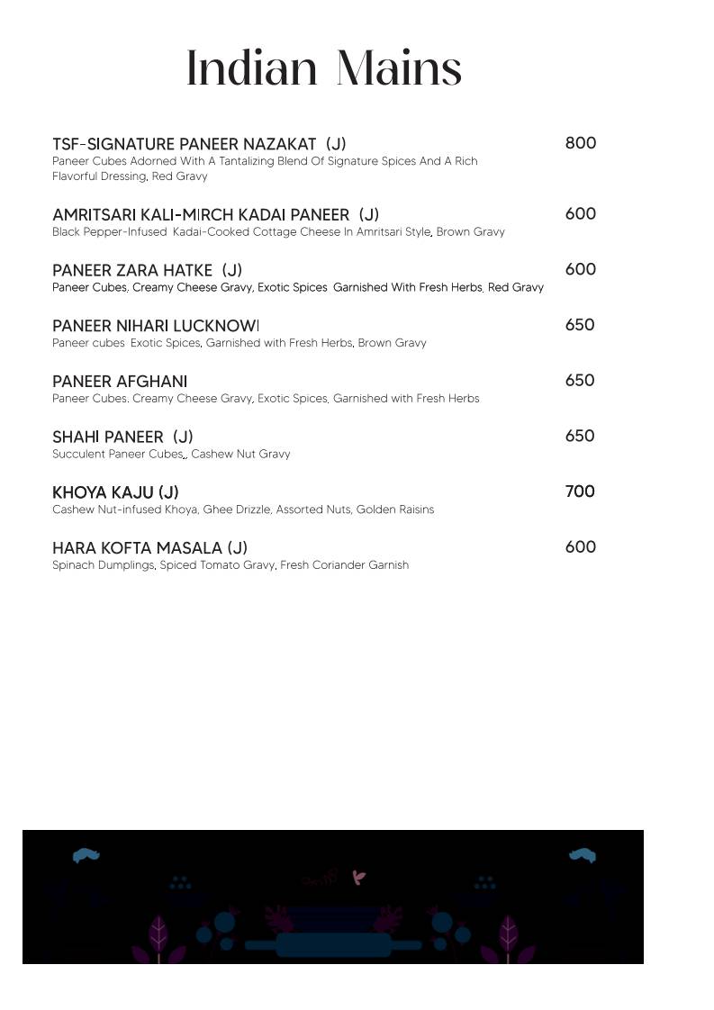 The Starry Foliage menu