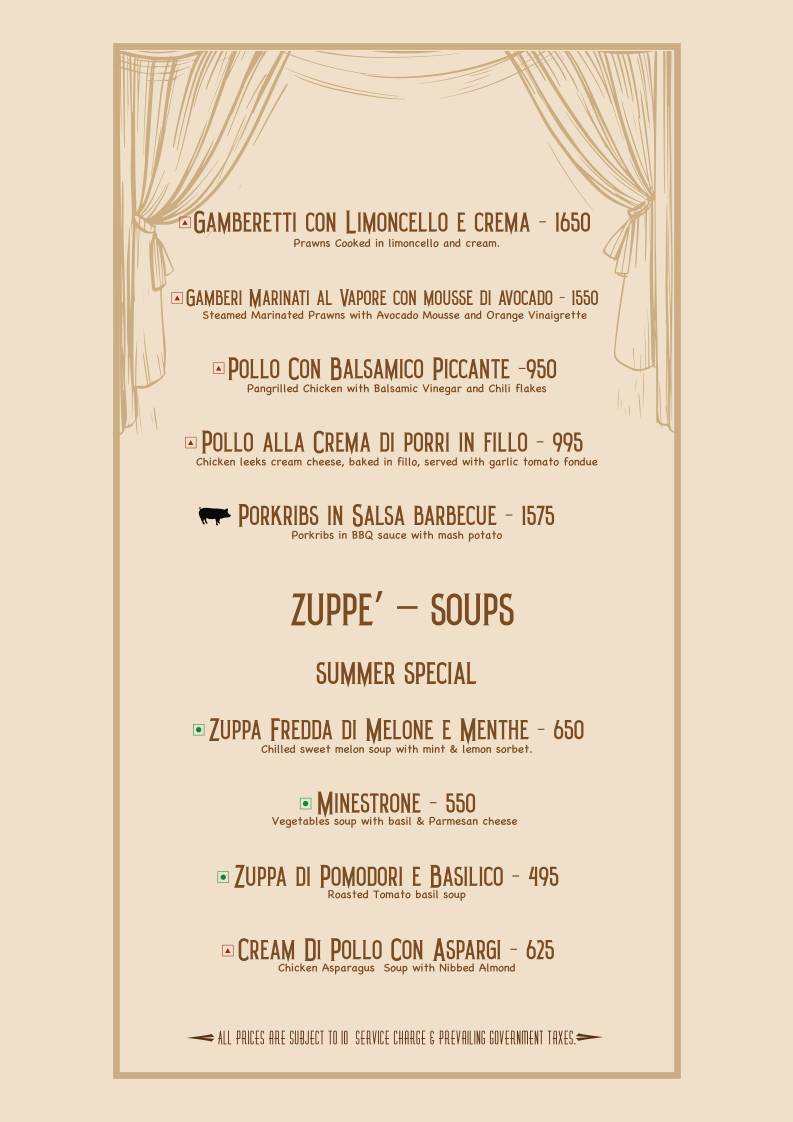 Tonino Ristorante menu