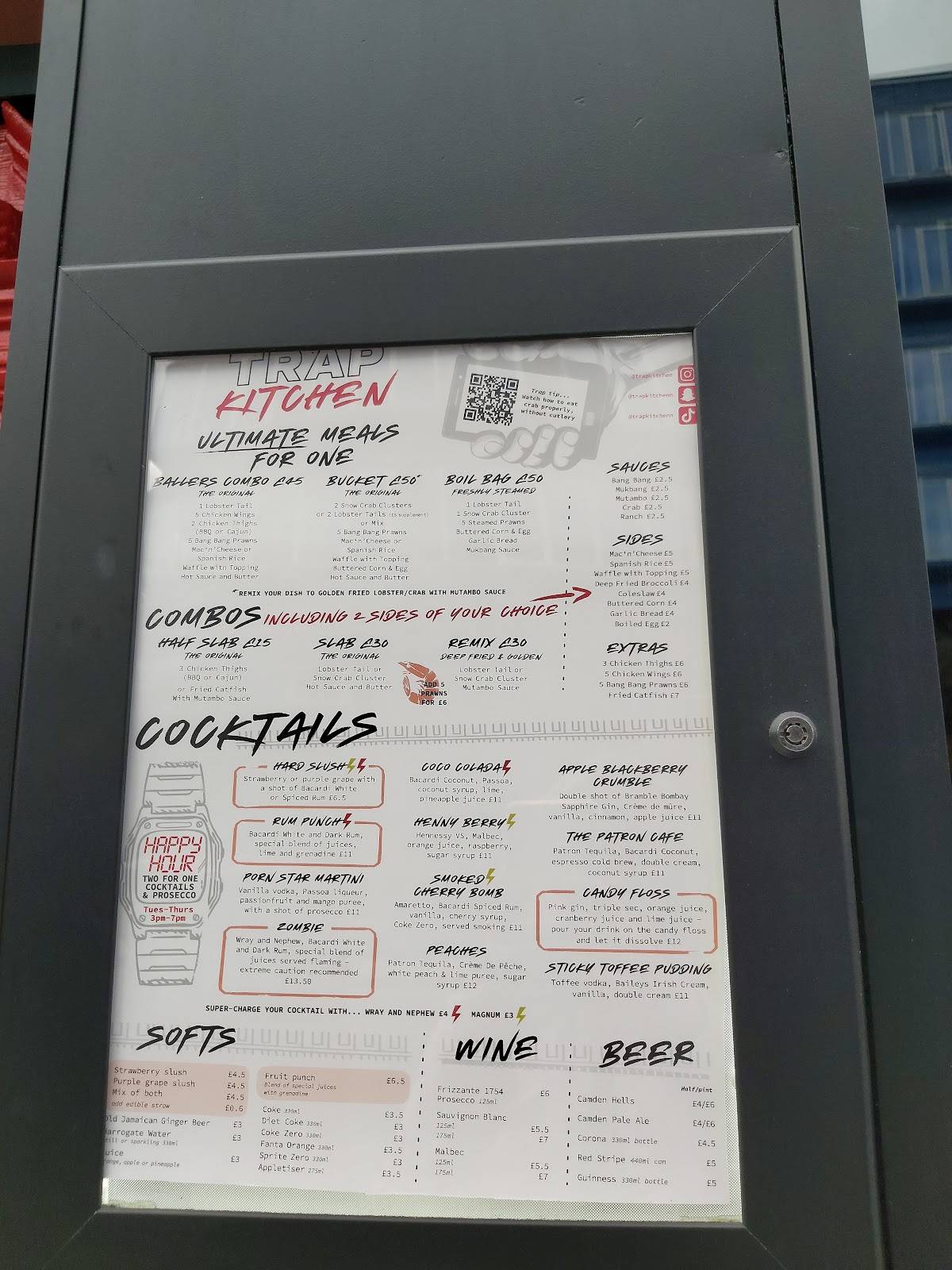 Menu at Trap Kitchen restaurant, London, 7677 Chalk Farm Rd