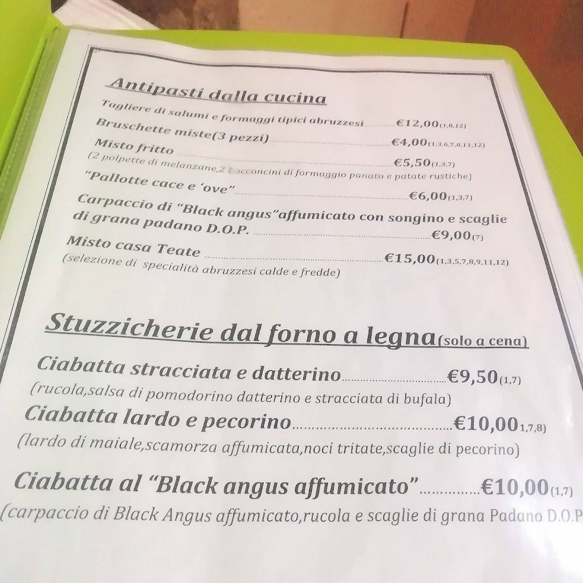 Menu di Teate