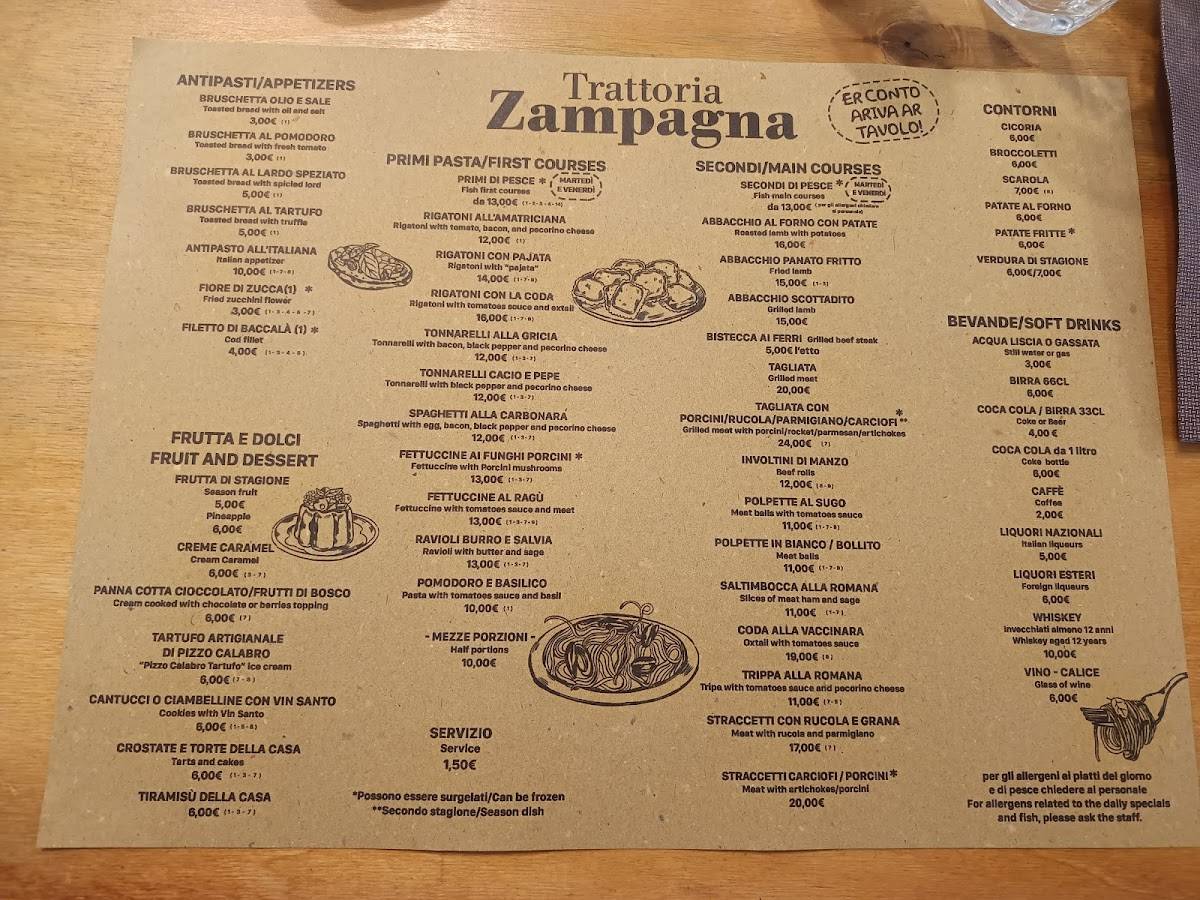 Menu di Trattoria Zampagna 