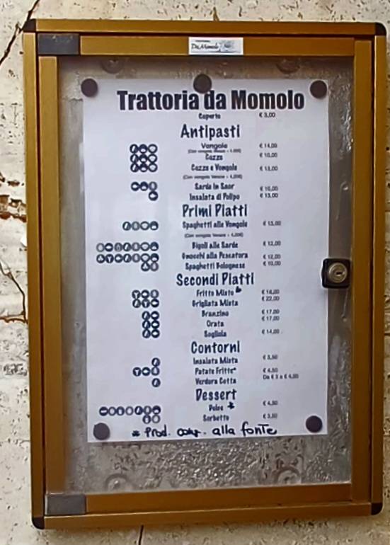 Menu di Trattoria da Momolo 