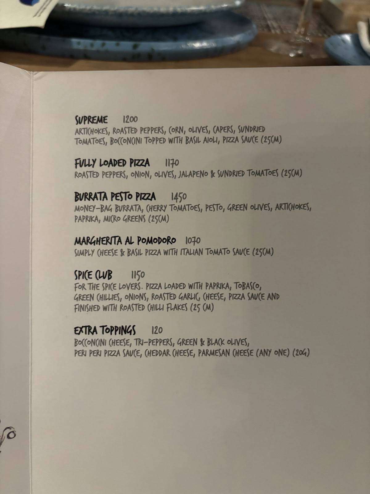 Under The Neem Trees menu