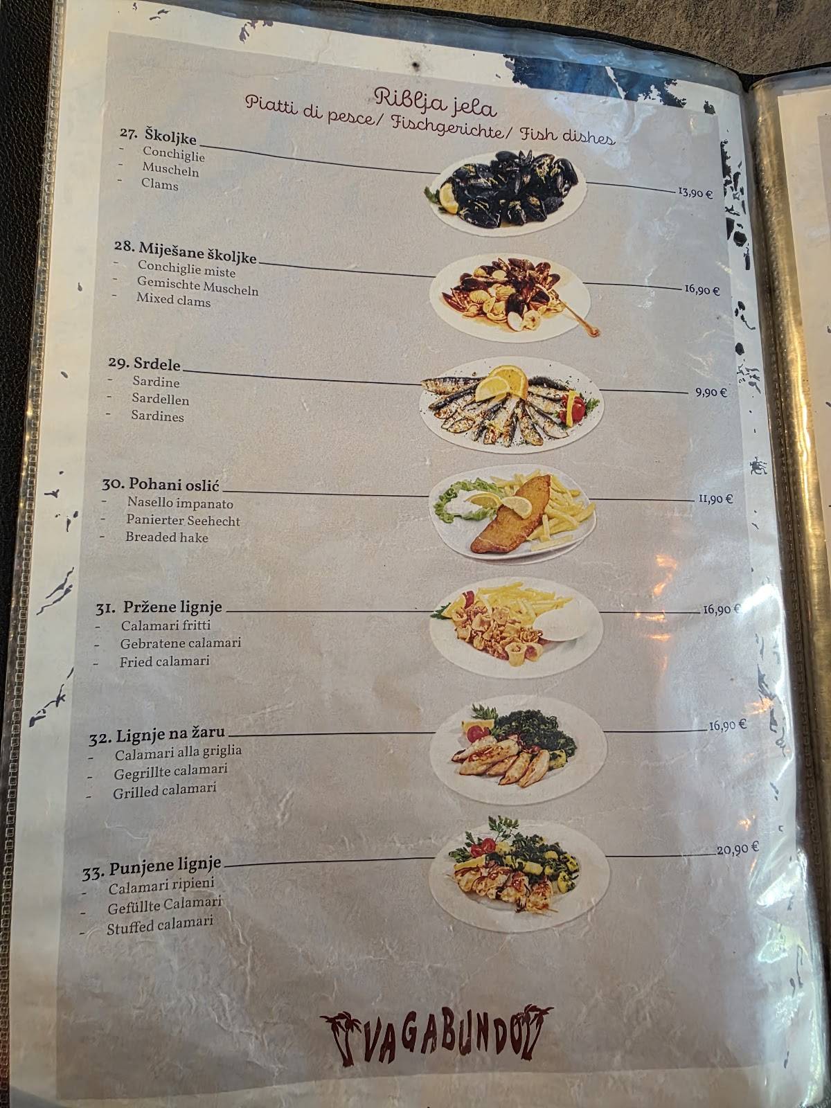 Menu di Vagabundo Medulin 