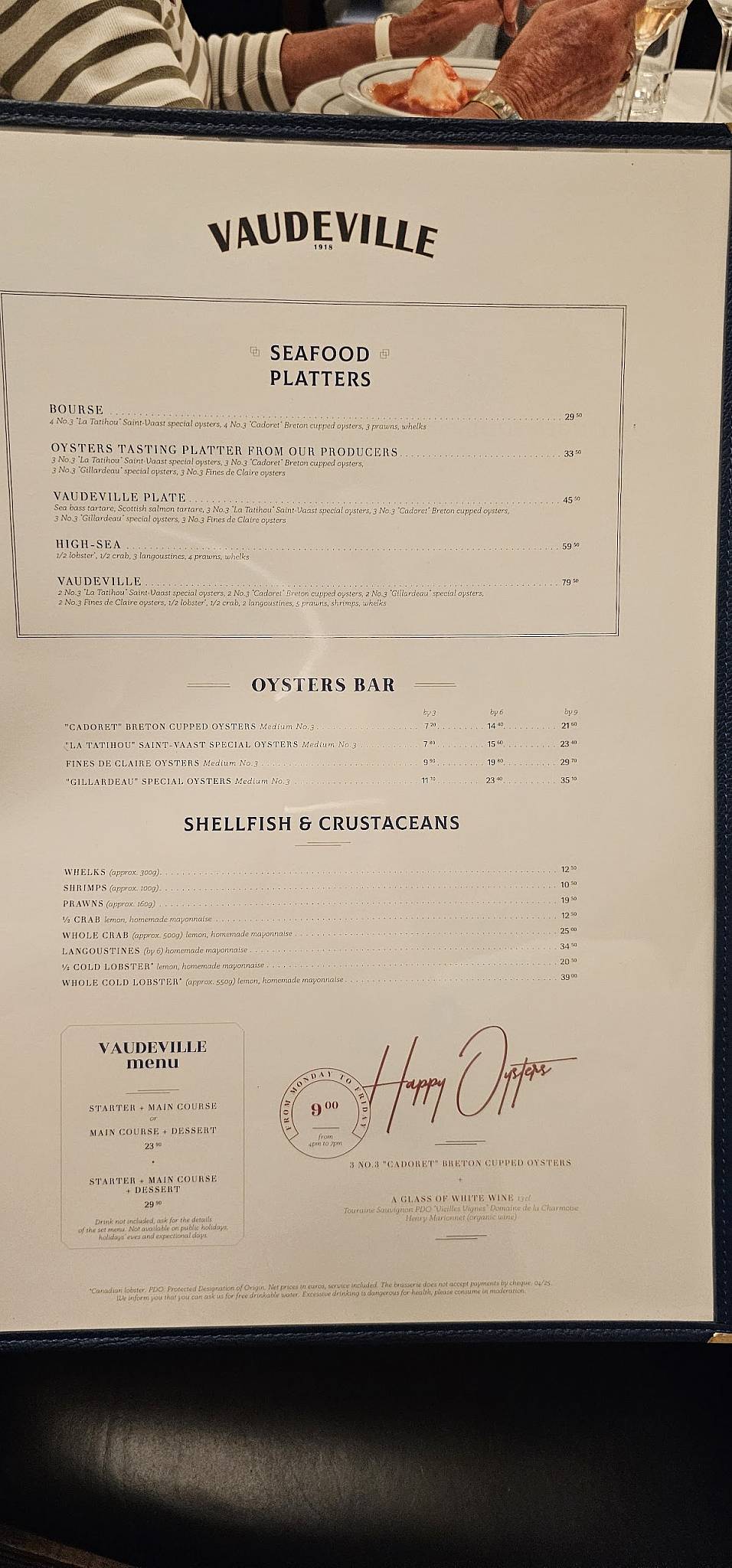 Menu de Vaudeville