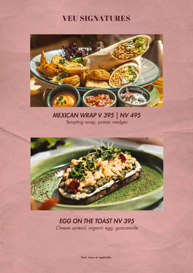 Veu By Dutyfree menu