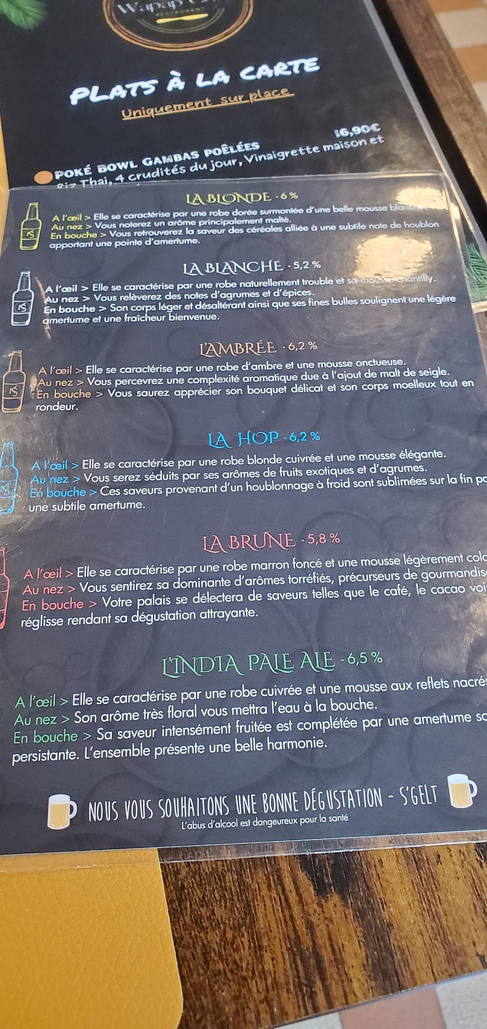 Menu de Restaurant Wapap Cook