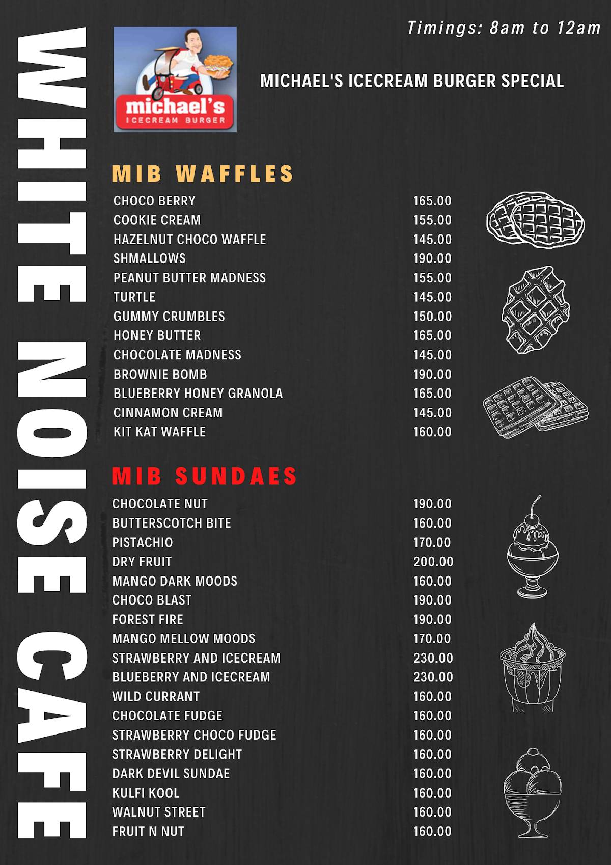 White Noise Cafe & Snooker Hub menu