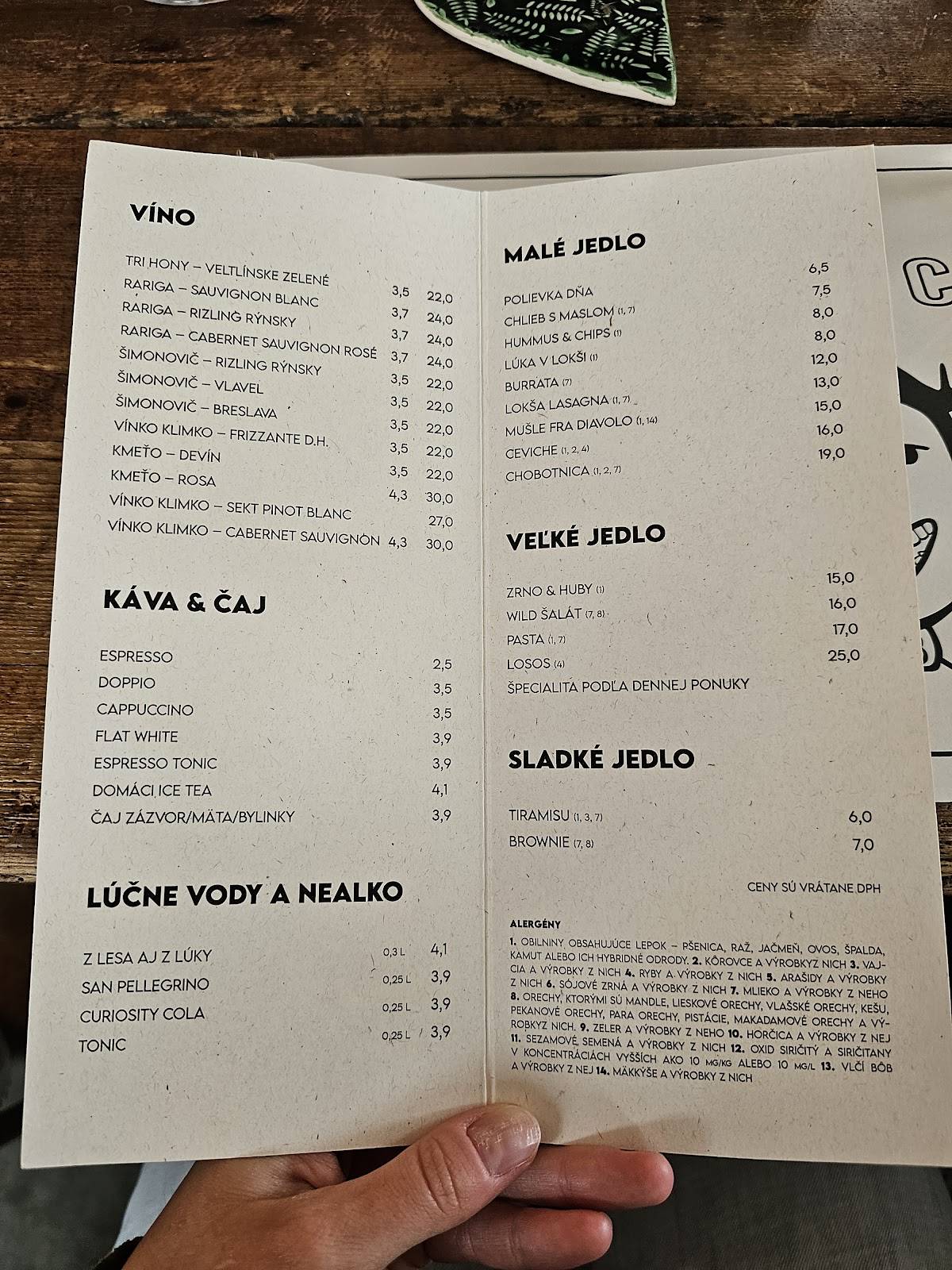 Menu de Wild Kitchen Modra