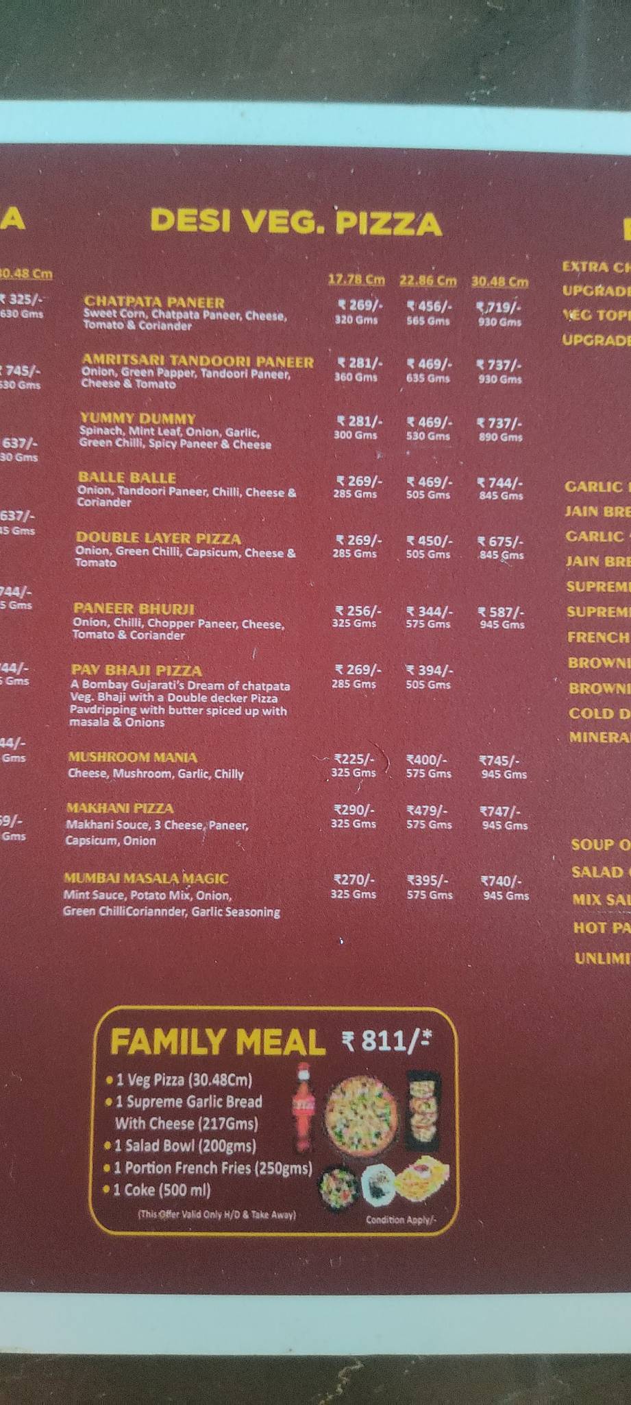 William John's Pizza- BEST UNLIMITED PIZZA IN UNIVERSITY ROAD menu