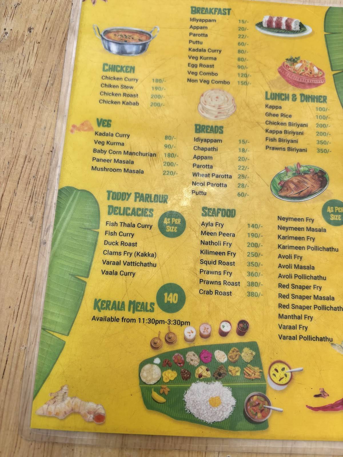 Yumm Keralam menu