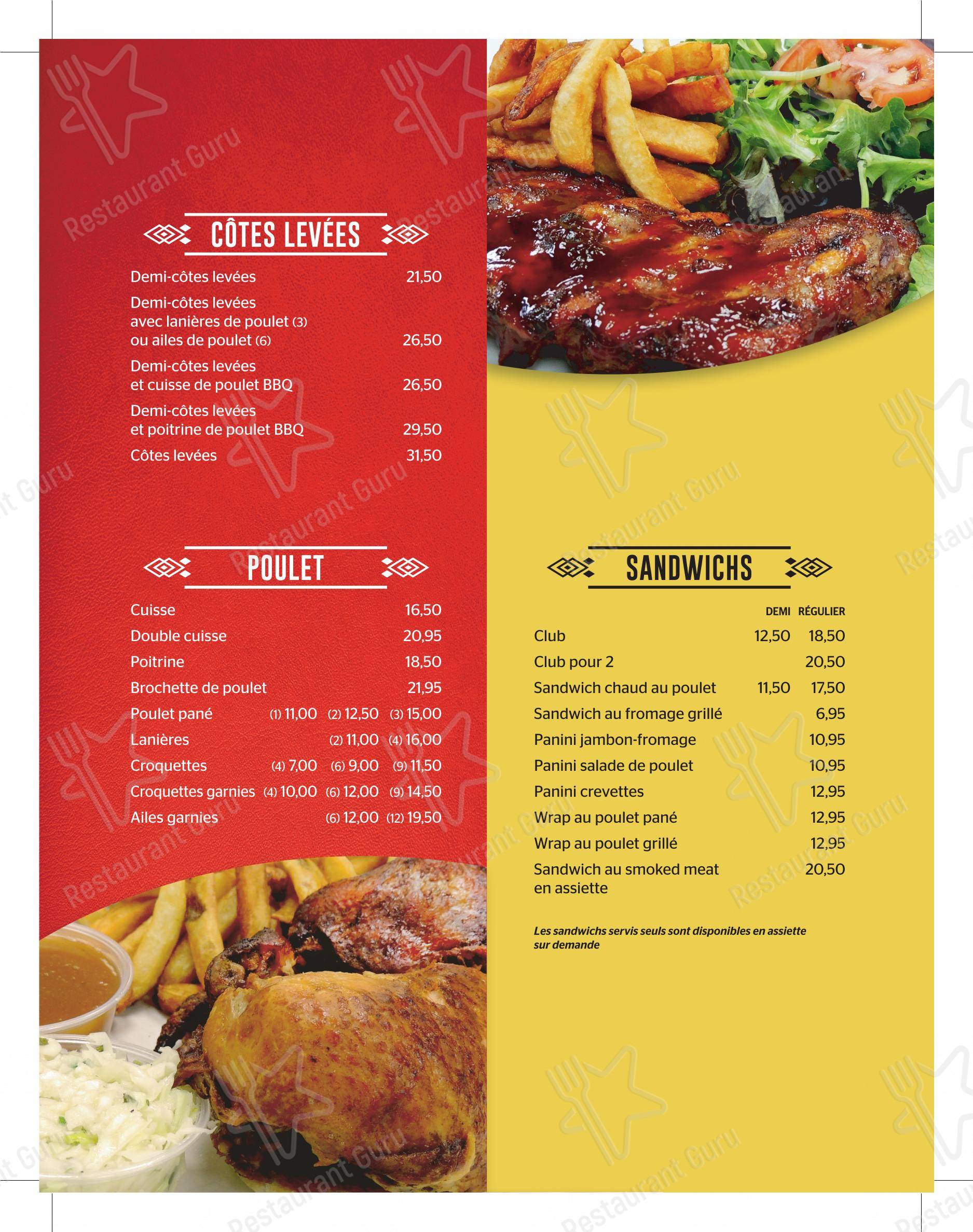 Menu bar pour Restaurant À la Rive dans Montmagny