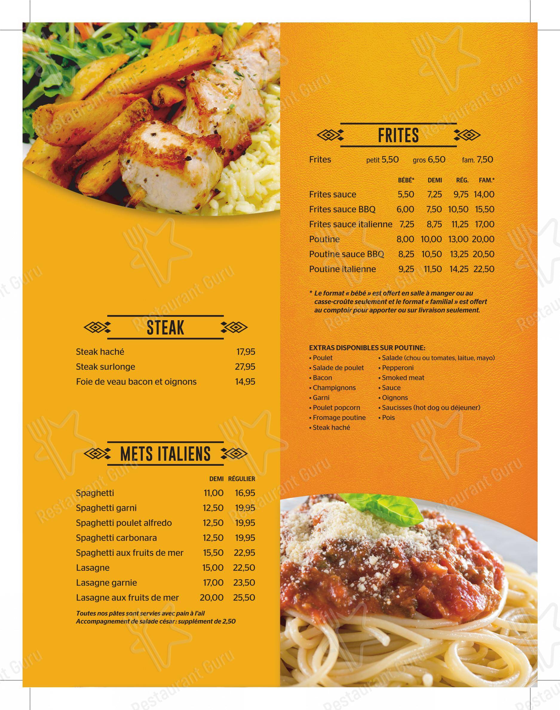 Menu bar pour Restaurant À la Rive dans Montmagny