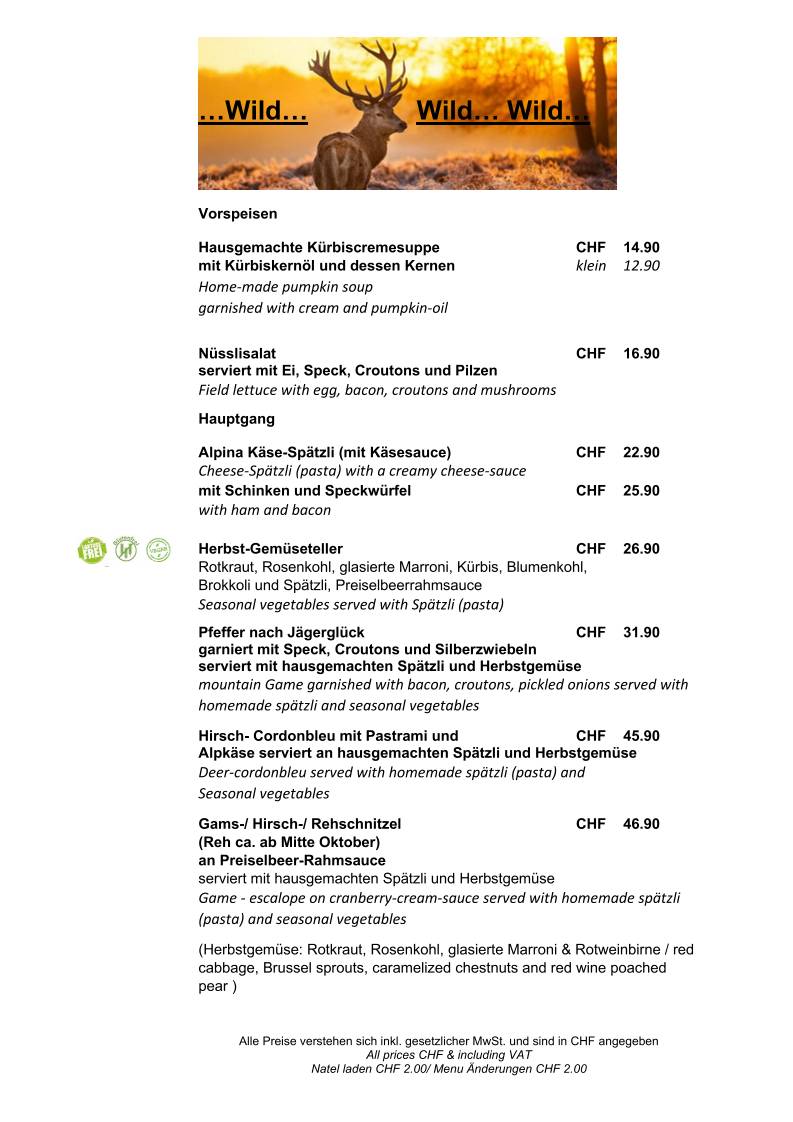 Menu di Restaurant & Hotel Alpina 