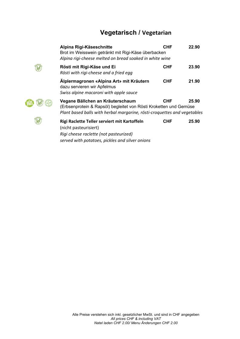 Menu di Restaurant & Hotel Alpina 