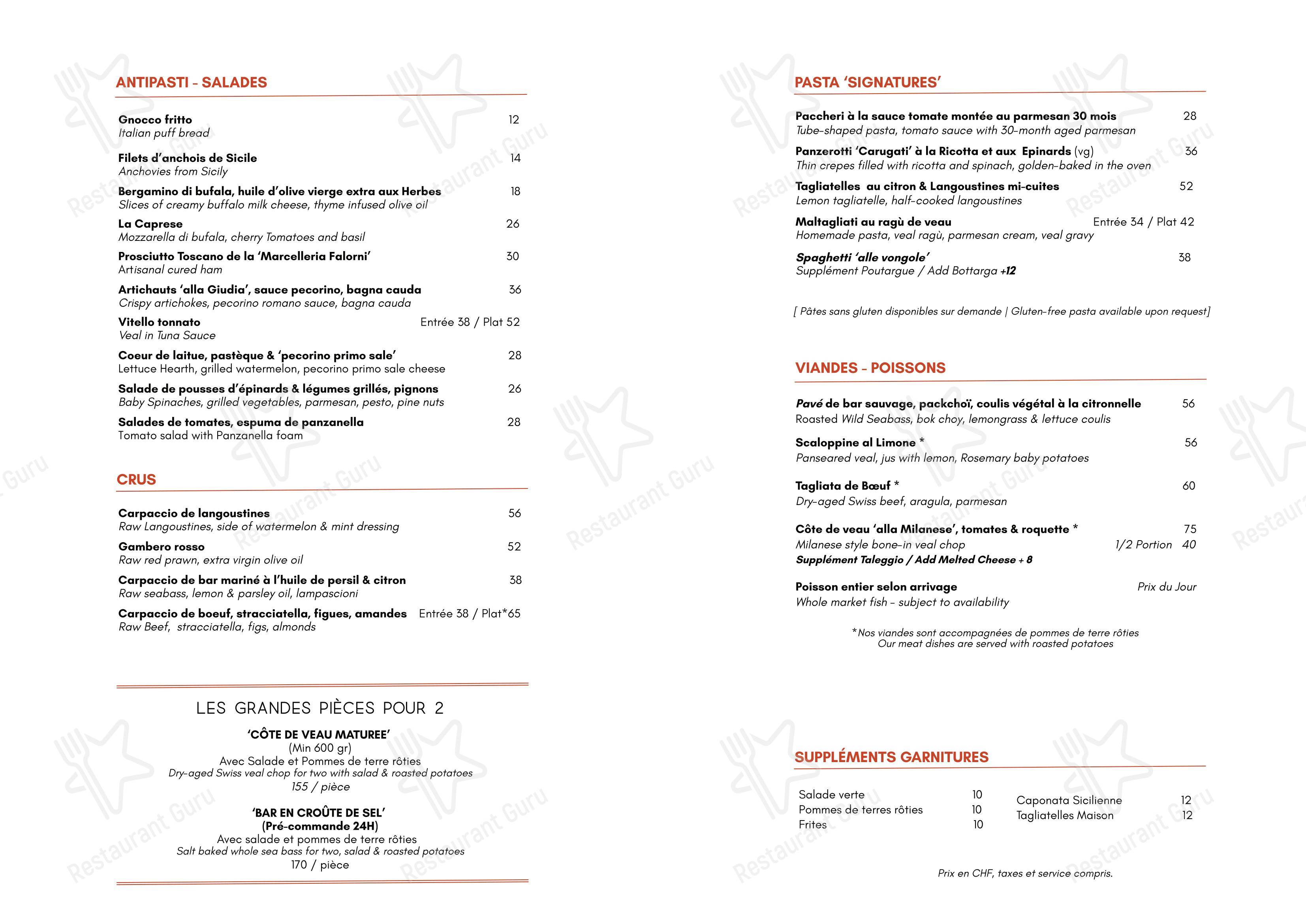 Menu di Restaurant du Cheval-Blanc - Menu bar