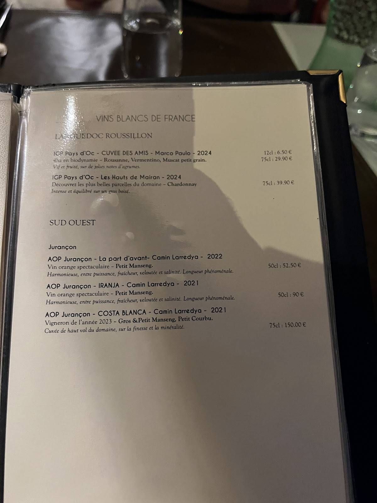 Menu de l'Astrolabe