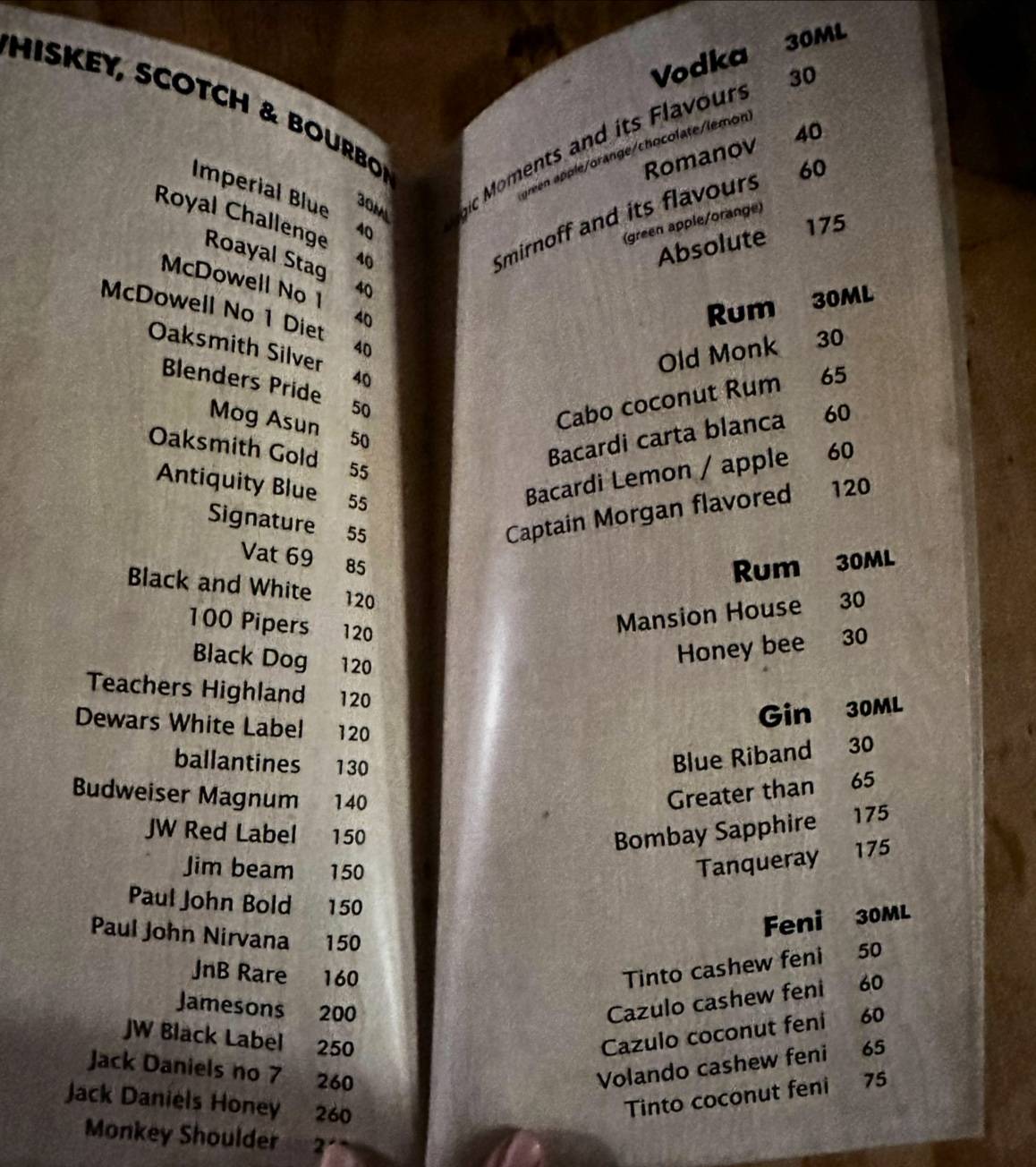 the sawmill cafe bar menu