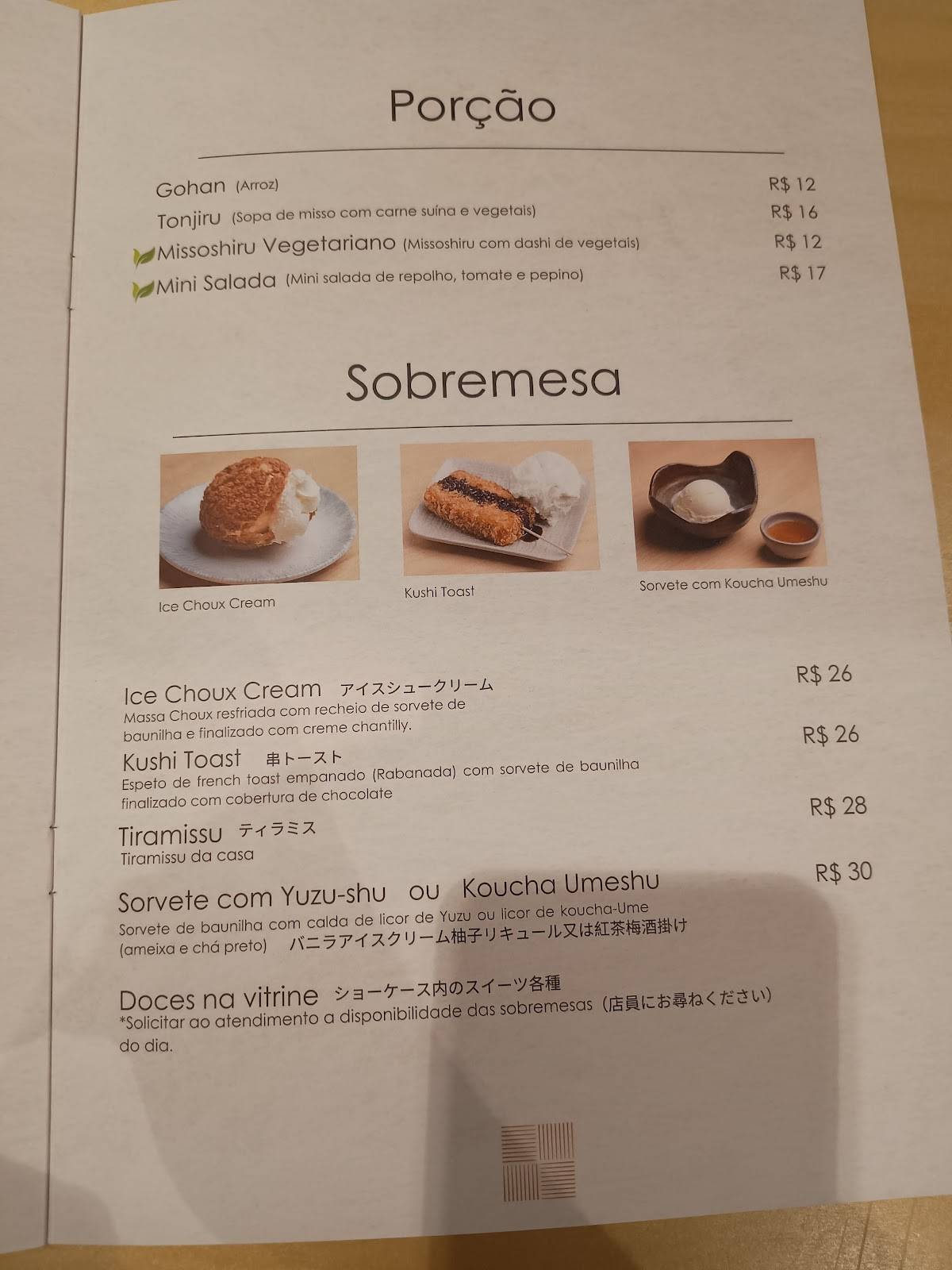 Restaurante Ague Kazu cardápio