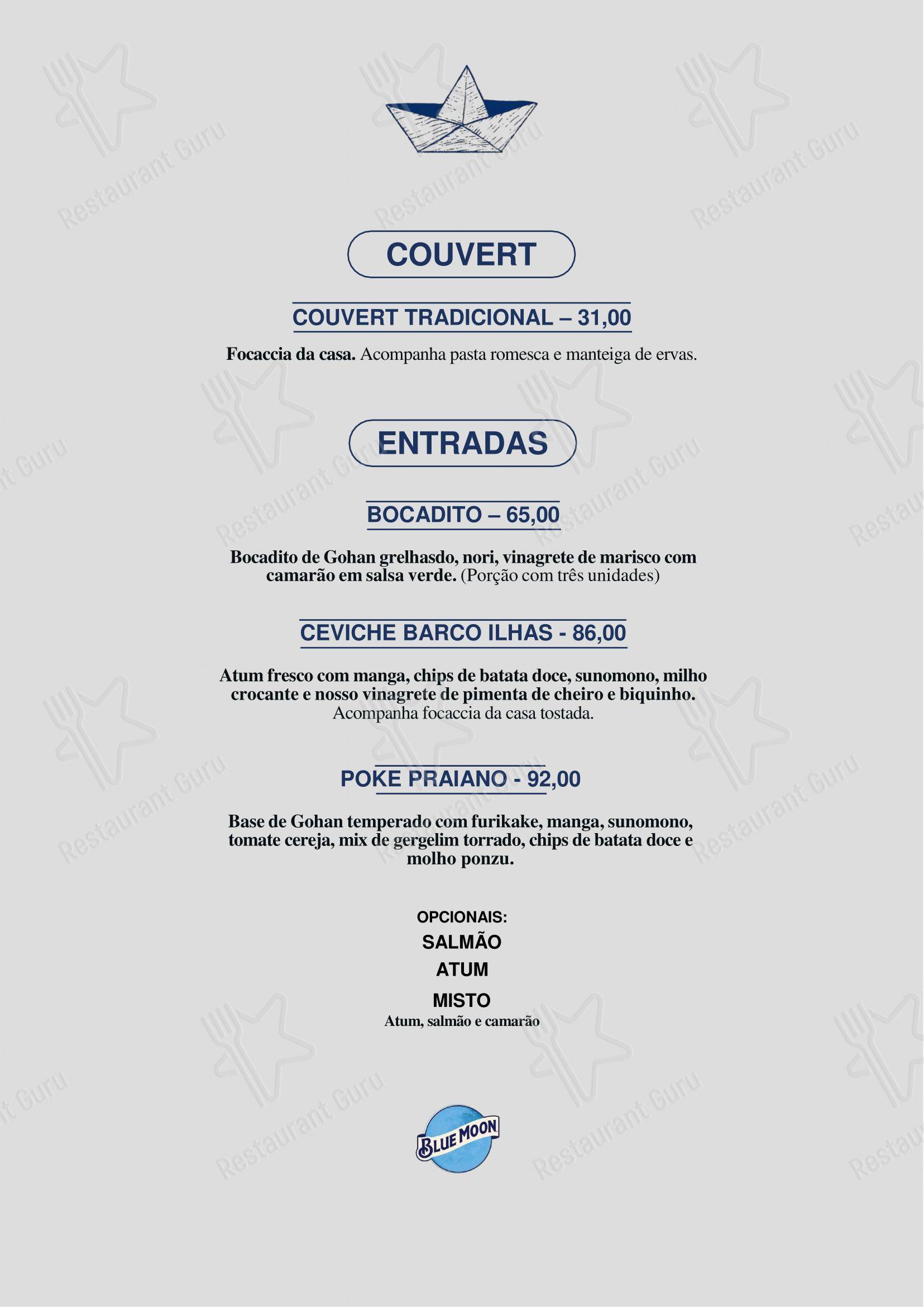 Restaurante Barco Ilhas - Menu