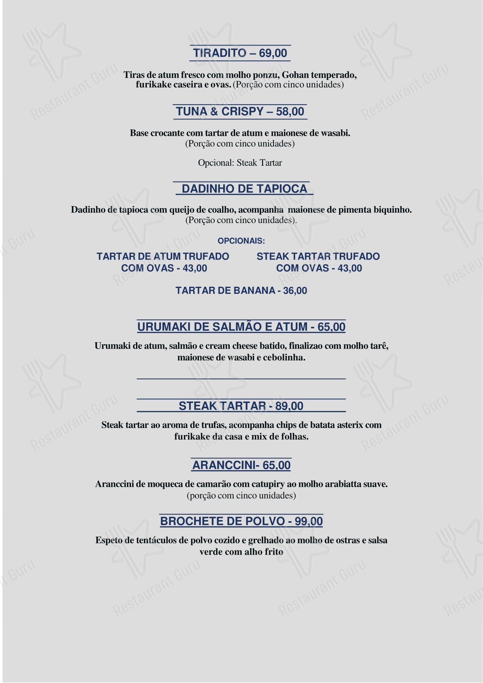 Restaurante Barco Ilhas - Menu