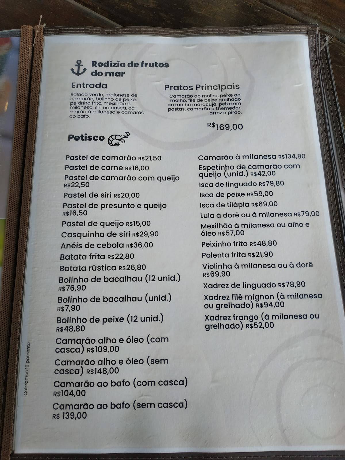 Restaurante Beira Rio cardápio