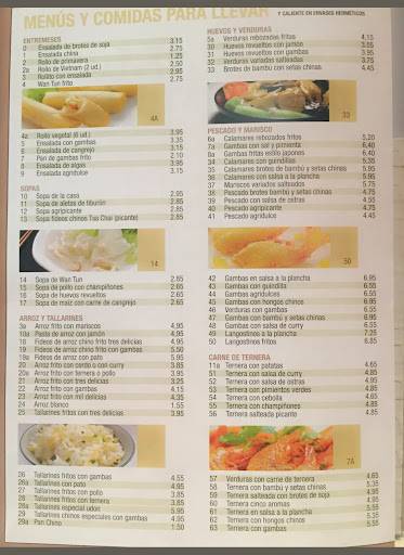 Restaurante CHE KIANG menu