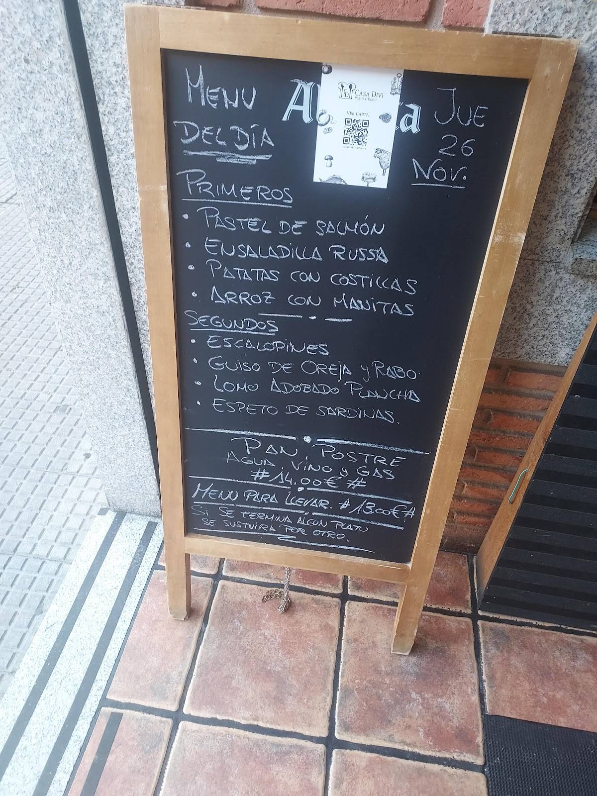 Menu at Restaurante Casa Divi, León