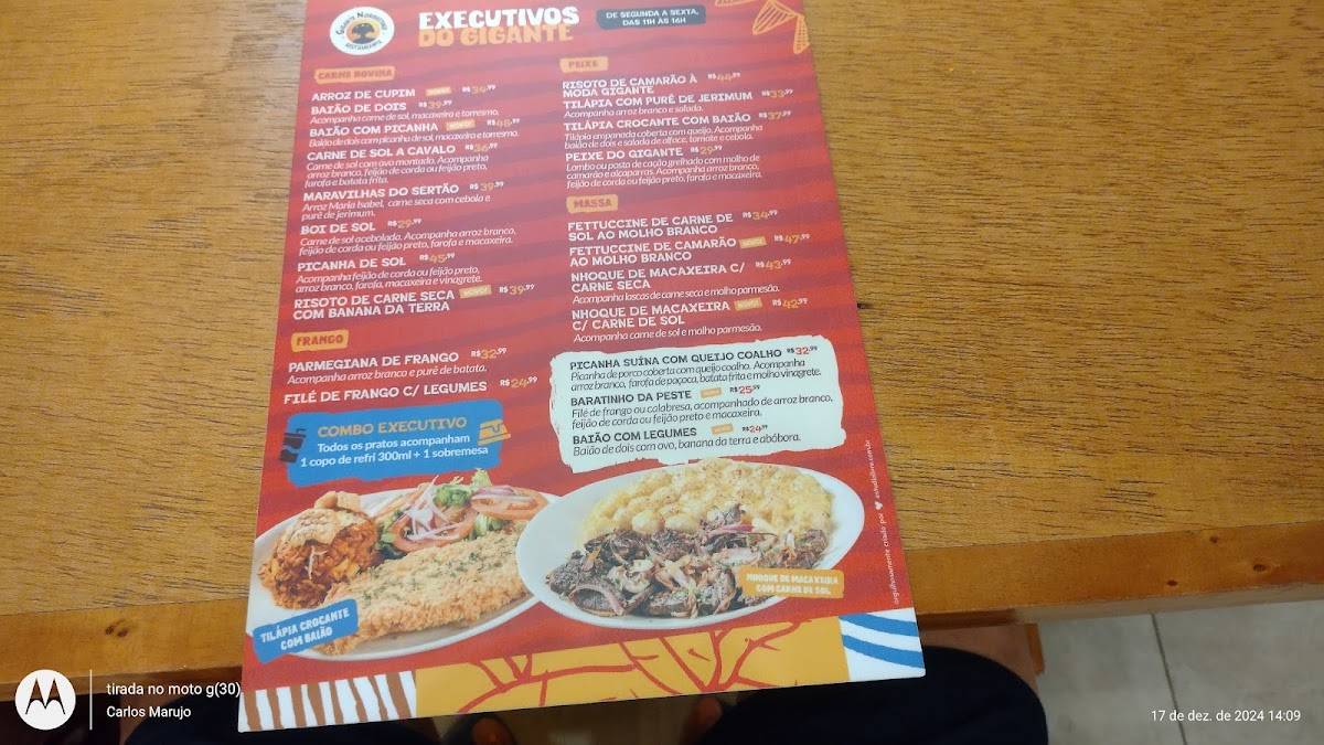 Restaurante Gigante Nordestino São Gonçalo Shopping cardápio