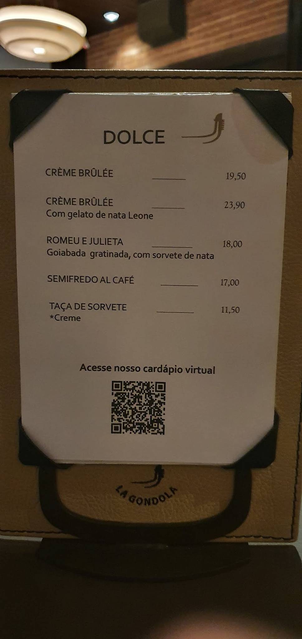 Restaurante La Gondola cardápio